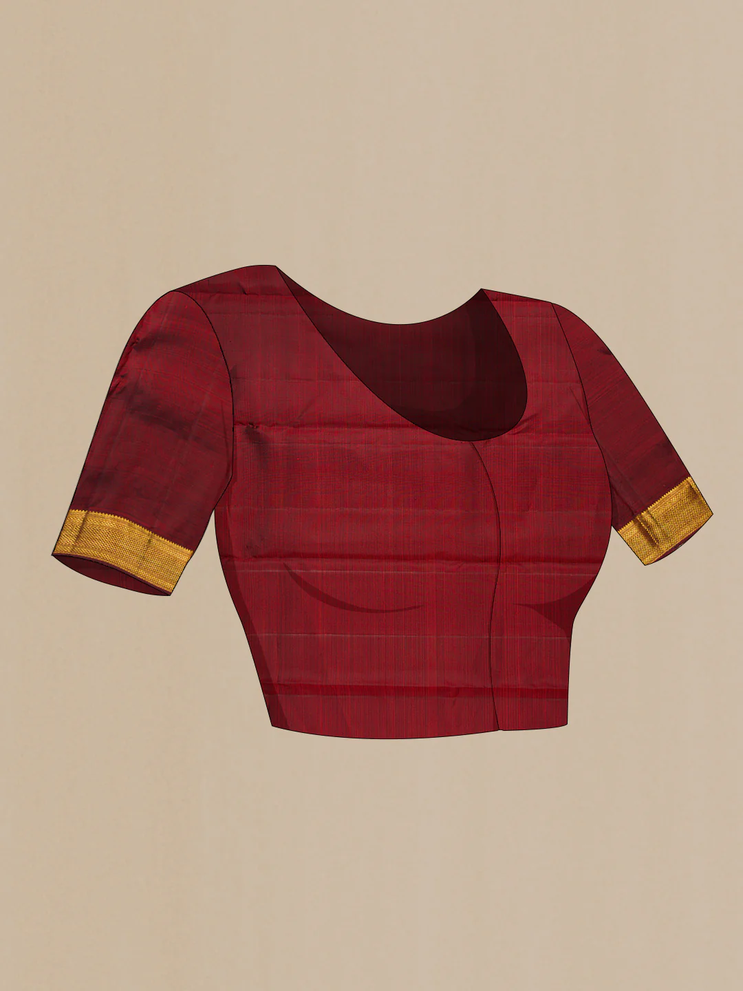 Maroon Dual Tone Kanchipuram Silk Saree - Image 5