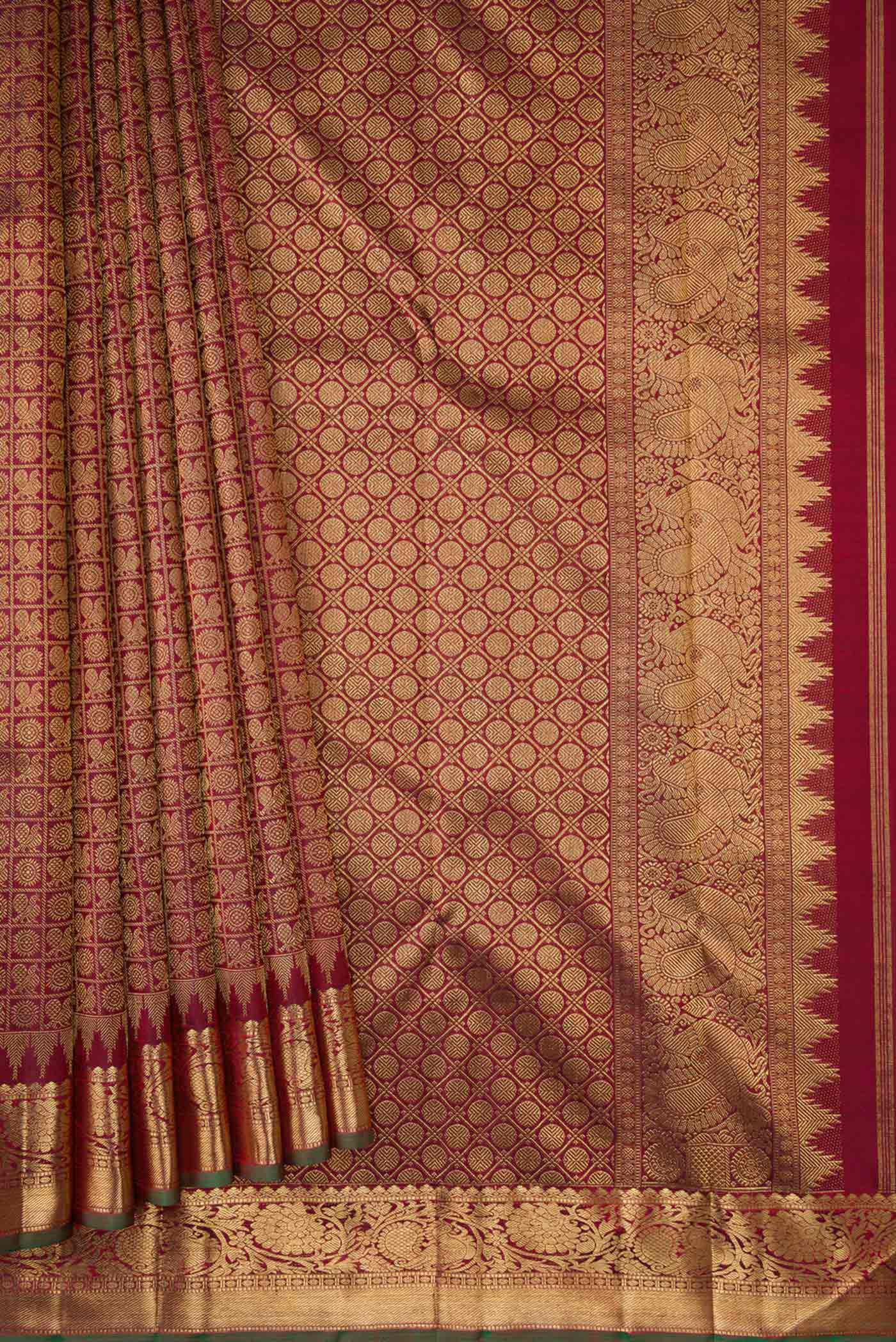 Maroon Dual Tone Kanjivaram Silk Saree - Image 4