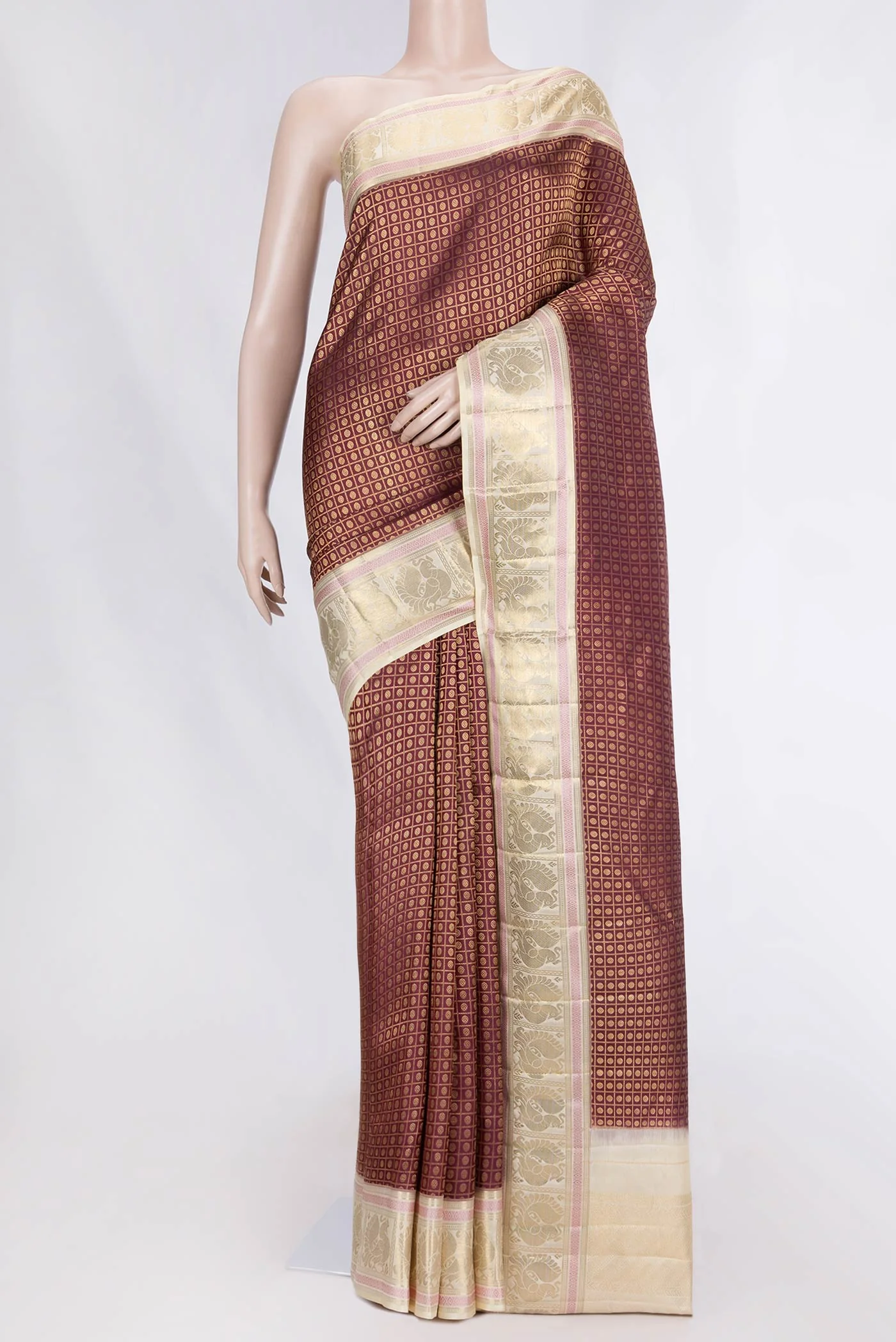 Maroon Dual Tone Kanjivaram Silk Saree - Image 2