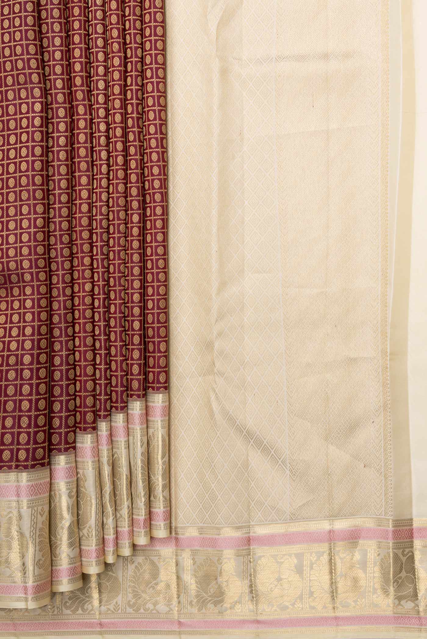 Maroon Dual Tone Kanjivaram Silk Saree - Image 5