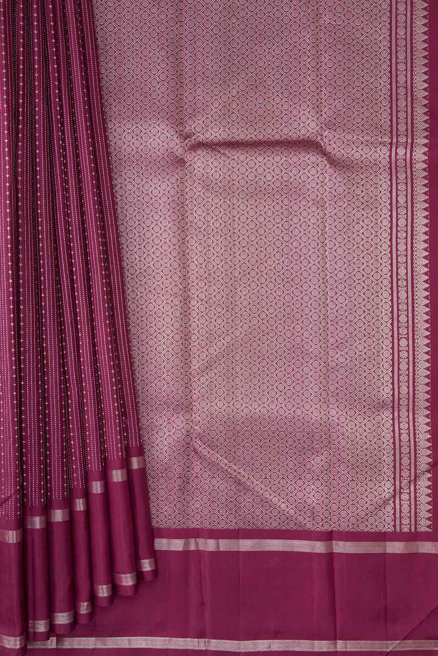 Maroon Dual Tone Kanchipuram Silk Saree - Image 4