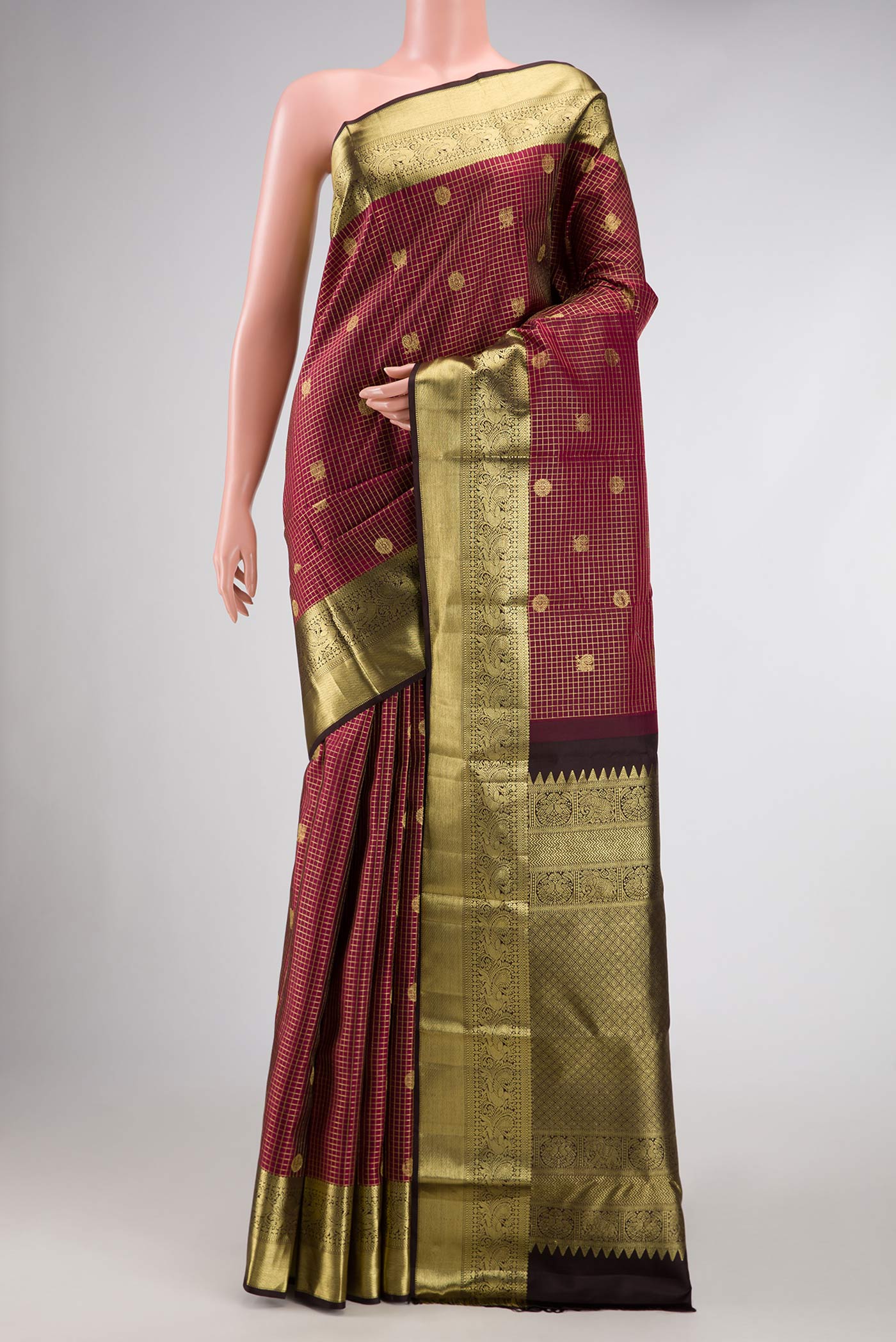 Maroon Kanchipuram Silk Saree