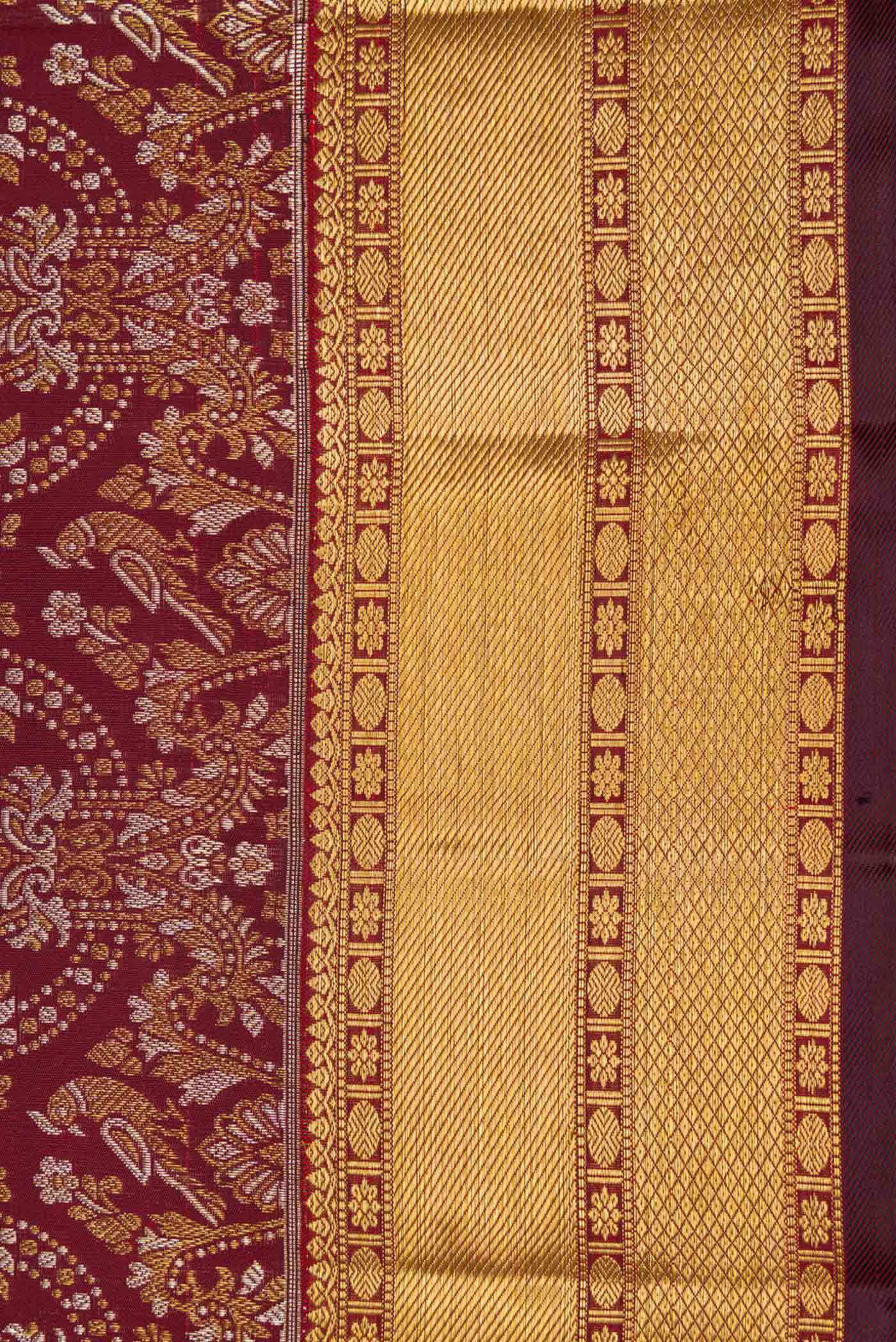 Maroon Dual Tone Kanjivaram Silk Saree - Image 3