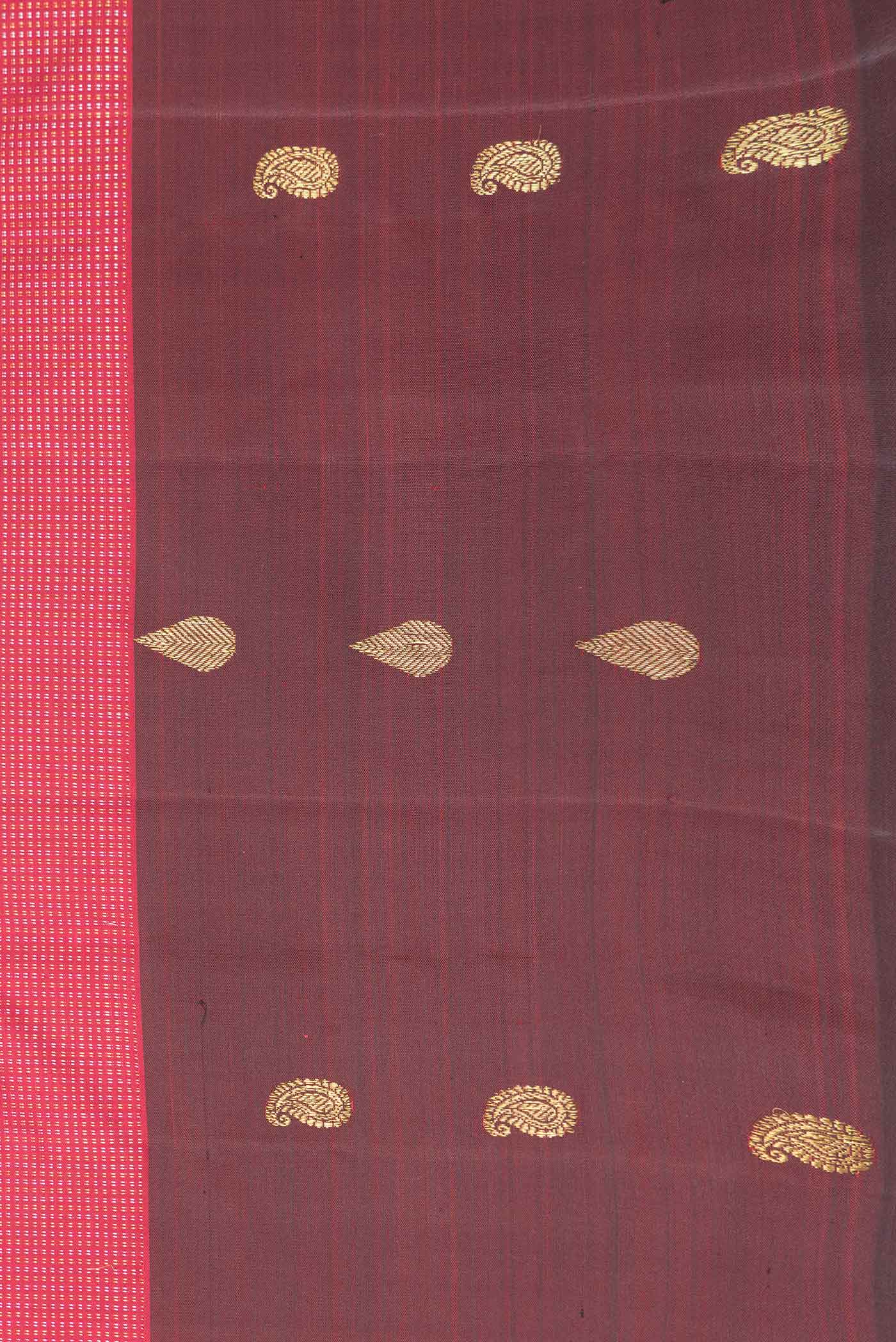 Maroon Dual Tone Kanchipuram Silk Saree - Image 3