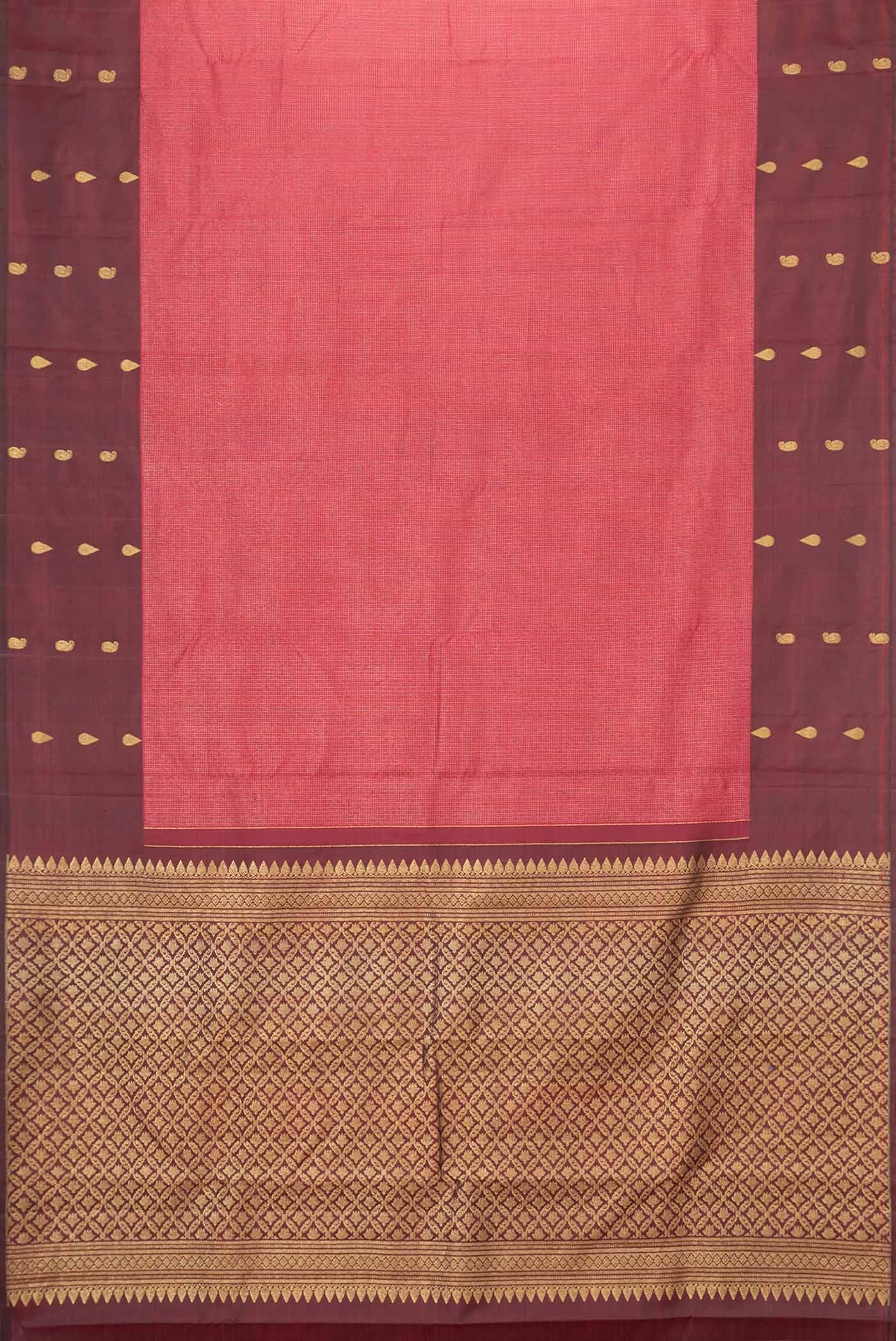 Maroon Dual Tone Kanchipuram Silk Saree - Image 6