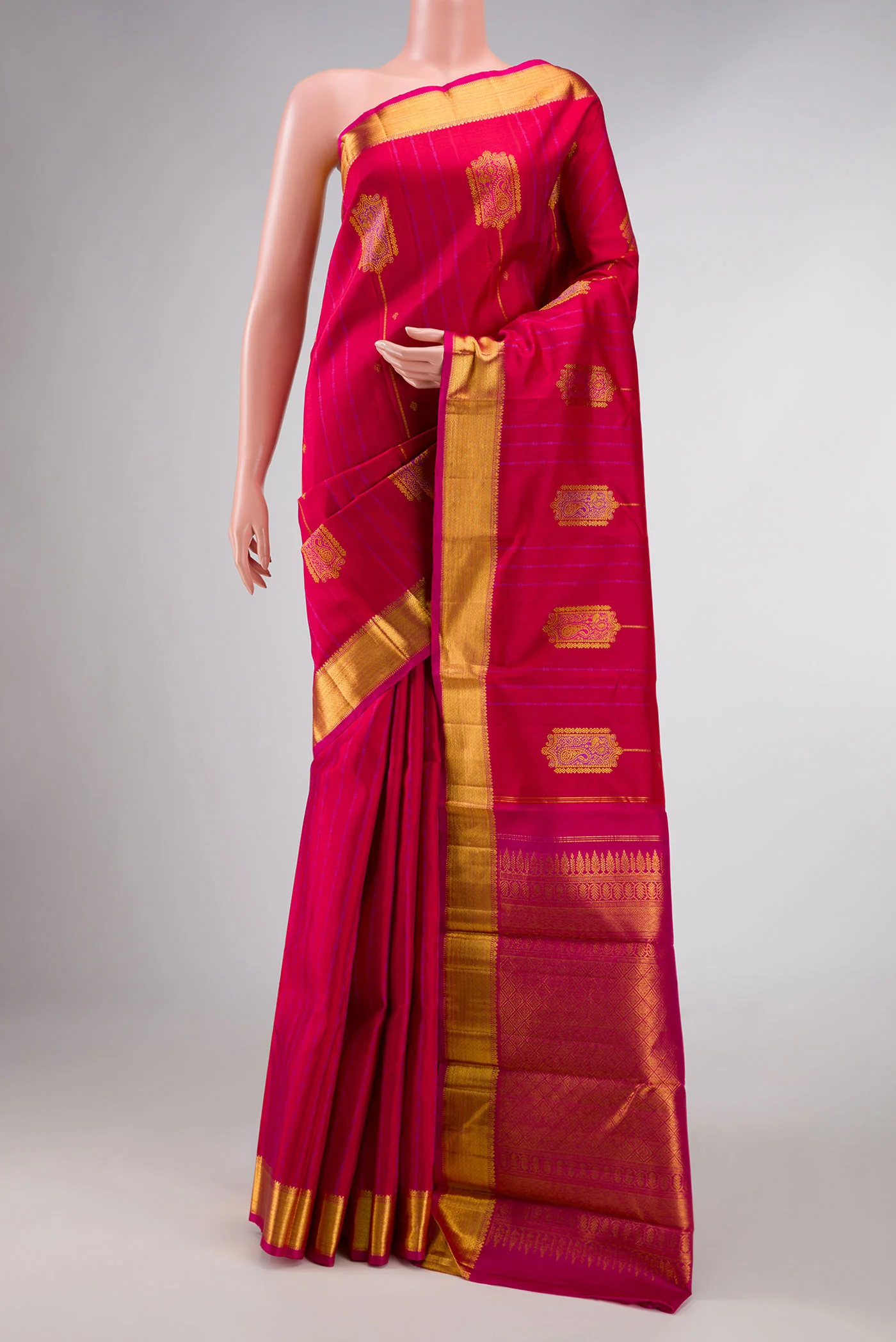 Maroon Dual Tone Kanchipuram Silk Saree