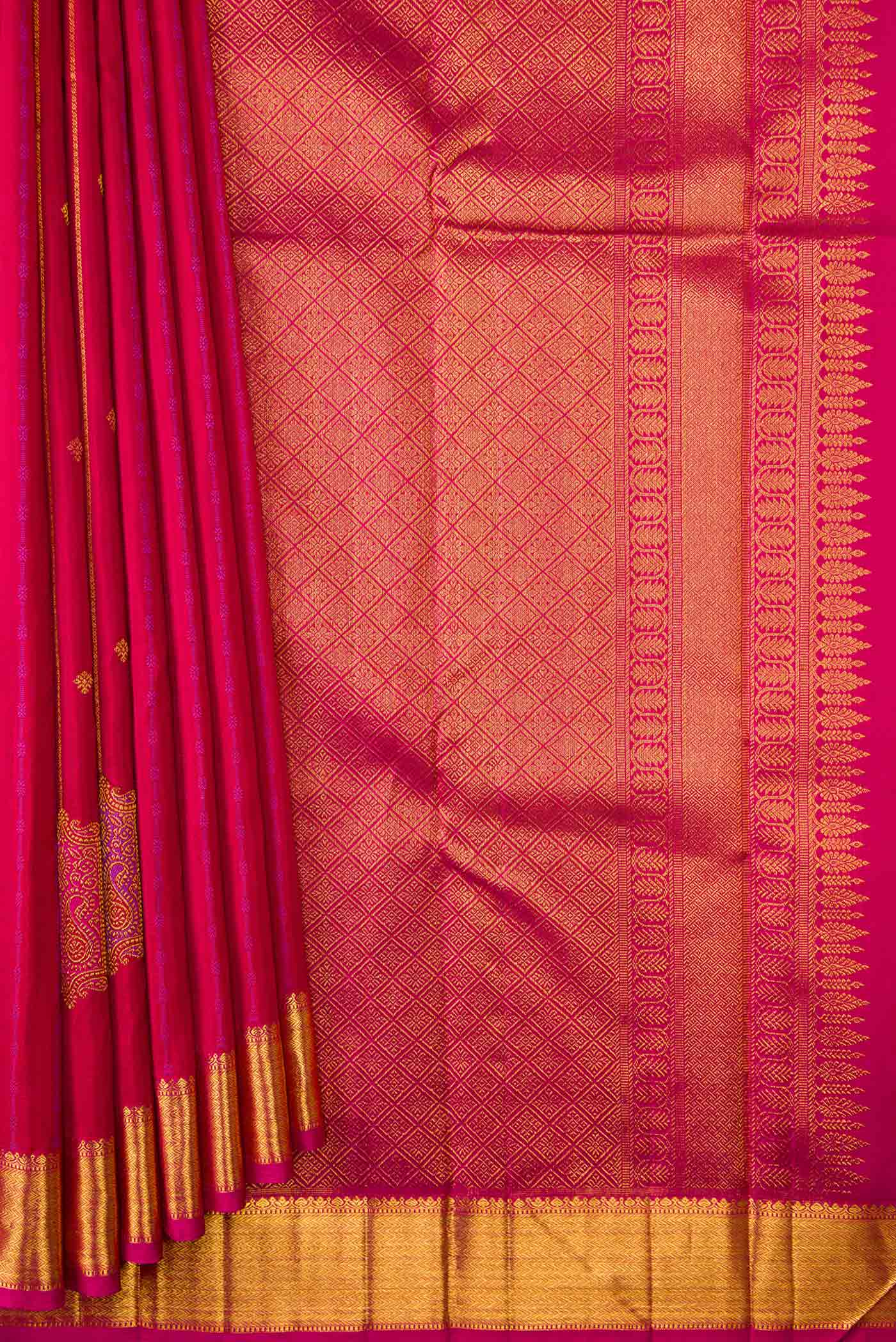 Maroon Dual Tone Kanchipuram Silk Saree - Image 4