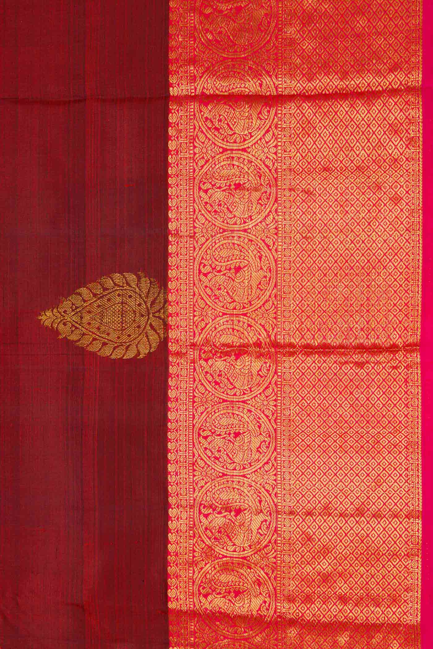 Maroon Dual Tone Kanjivaram Silk Saree - Image 3