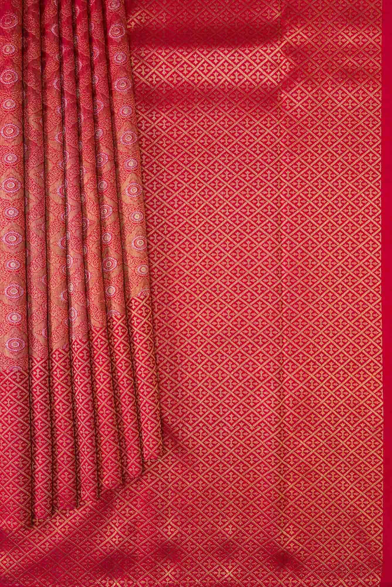 Pure Silk Pure Zari Maroon Dual Tone Kanjivaram Saree - Image 2