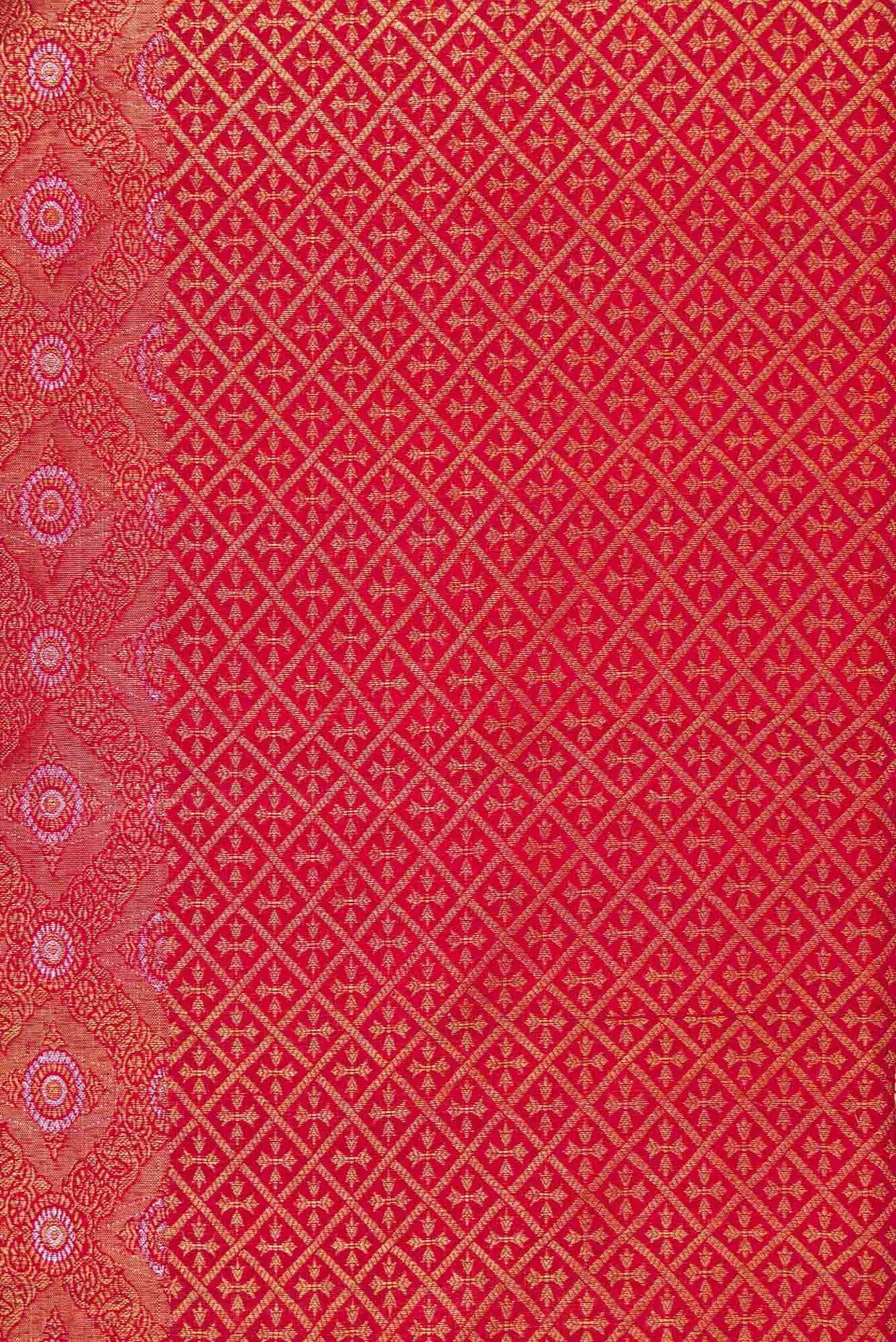 Pure Silk Pure Zari Maroon Dual Tone Kanjivaram Saree - Image 5