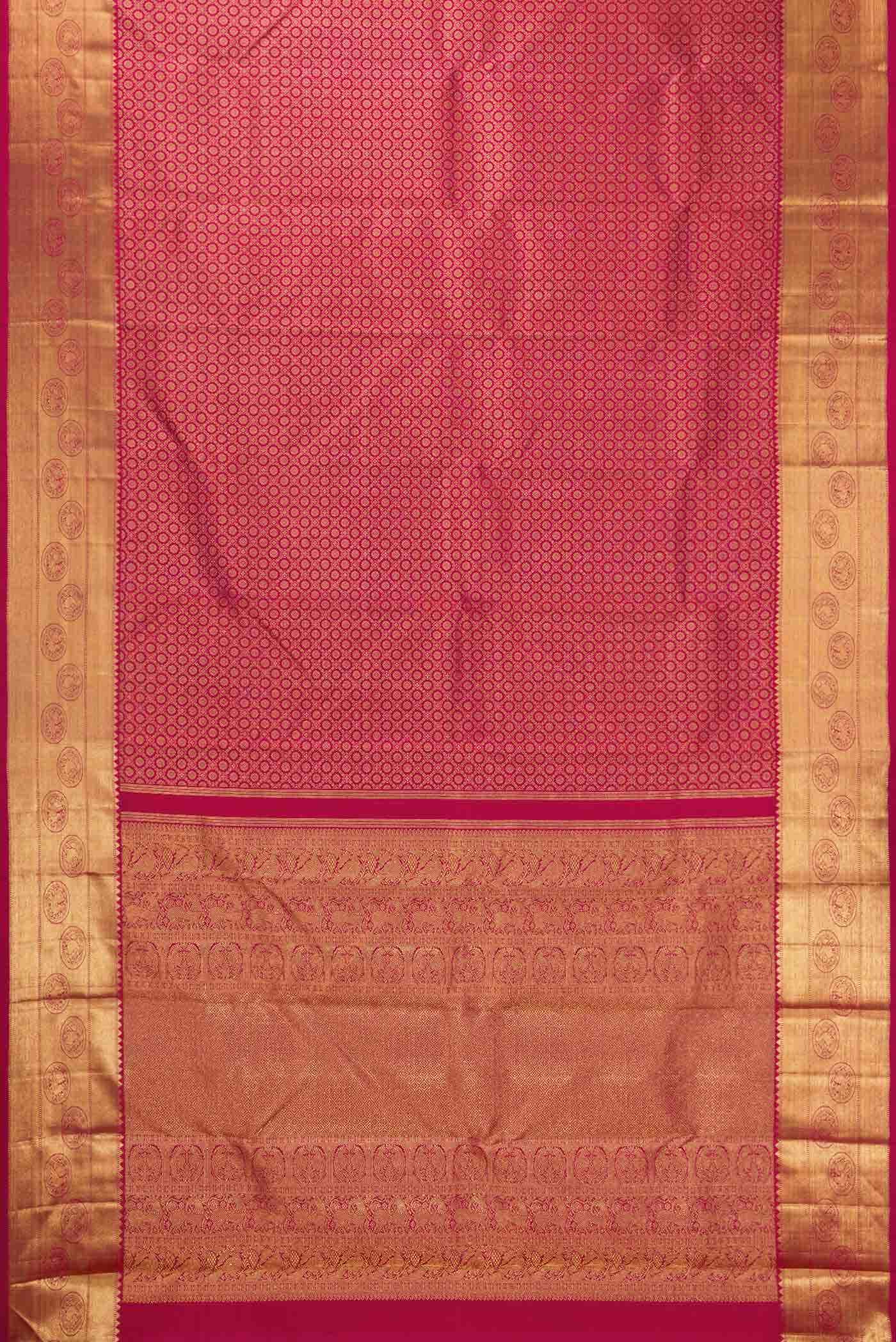 Pure Silk Pure Zari Maroon Dual Tone Kanjivaram Saree - Image 4