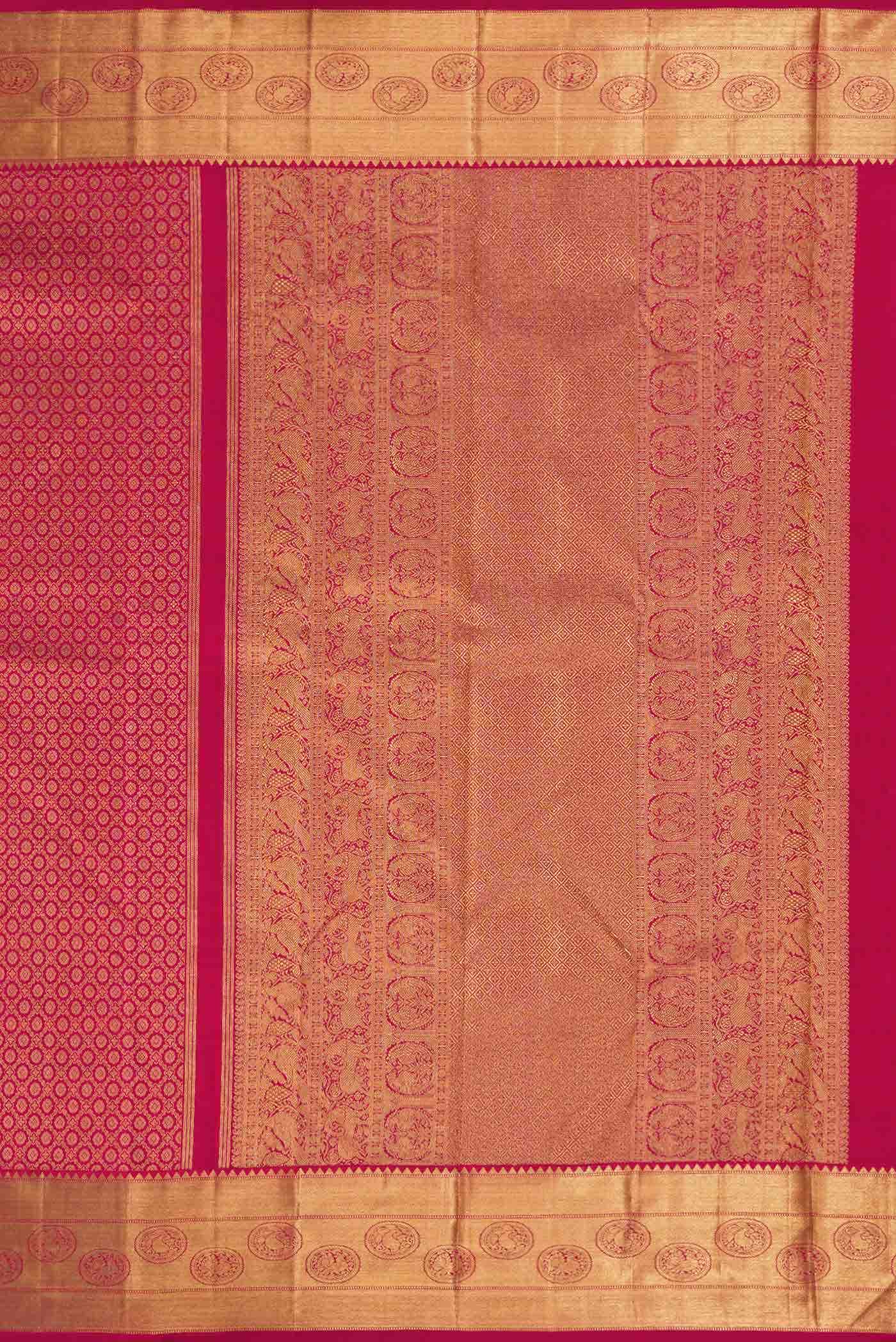 Pure Silk Pure Zari Maroon Dual Tone Kanjivaram Saree - Image 5