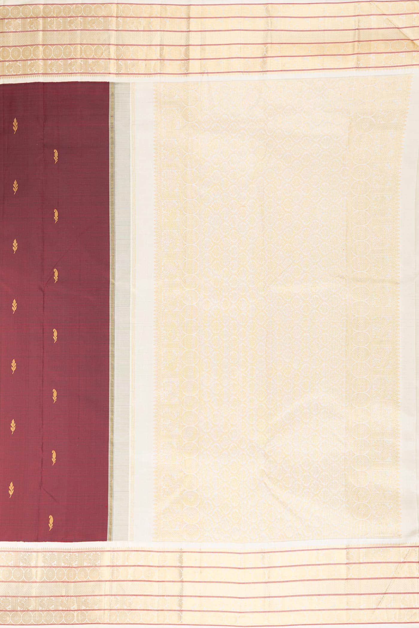 Pure Silk Pure Zari Maroon Dual Tone Kanjivaram Saree - Image 5