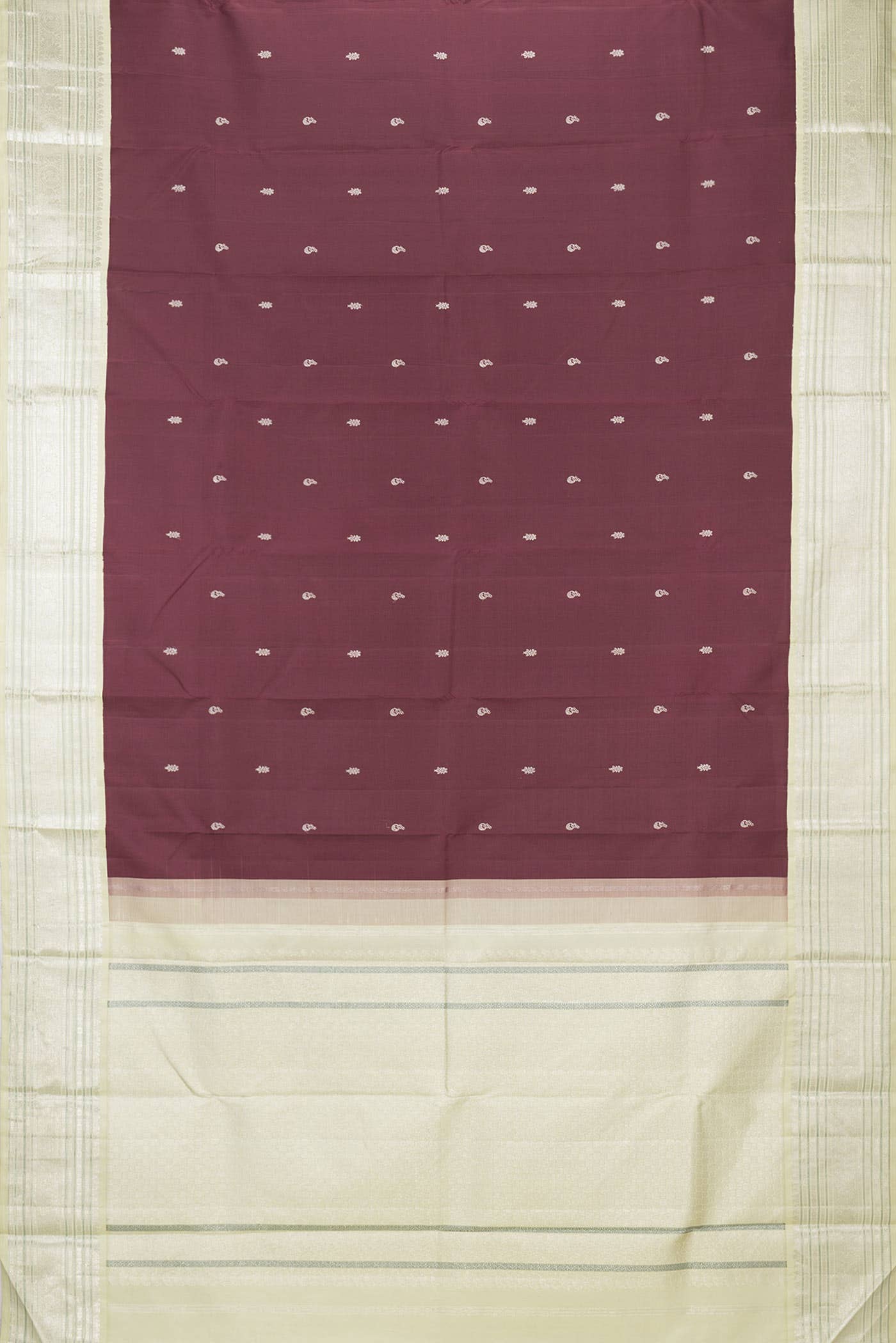 Pure Silk Pure Zari Maroon Dual Tone Kanjivaram Saree - Image 4