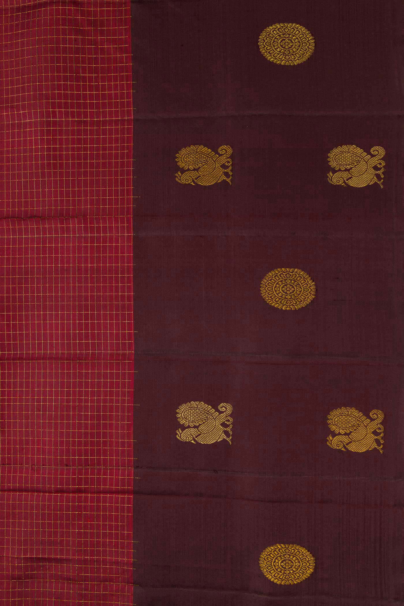 Maroon Kanjivaram Silk Saree - Image 3