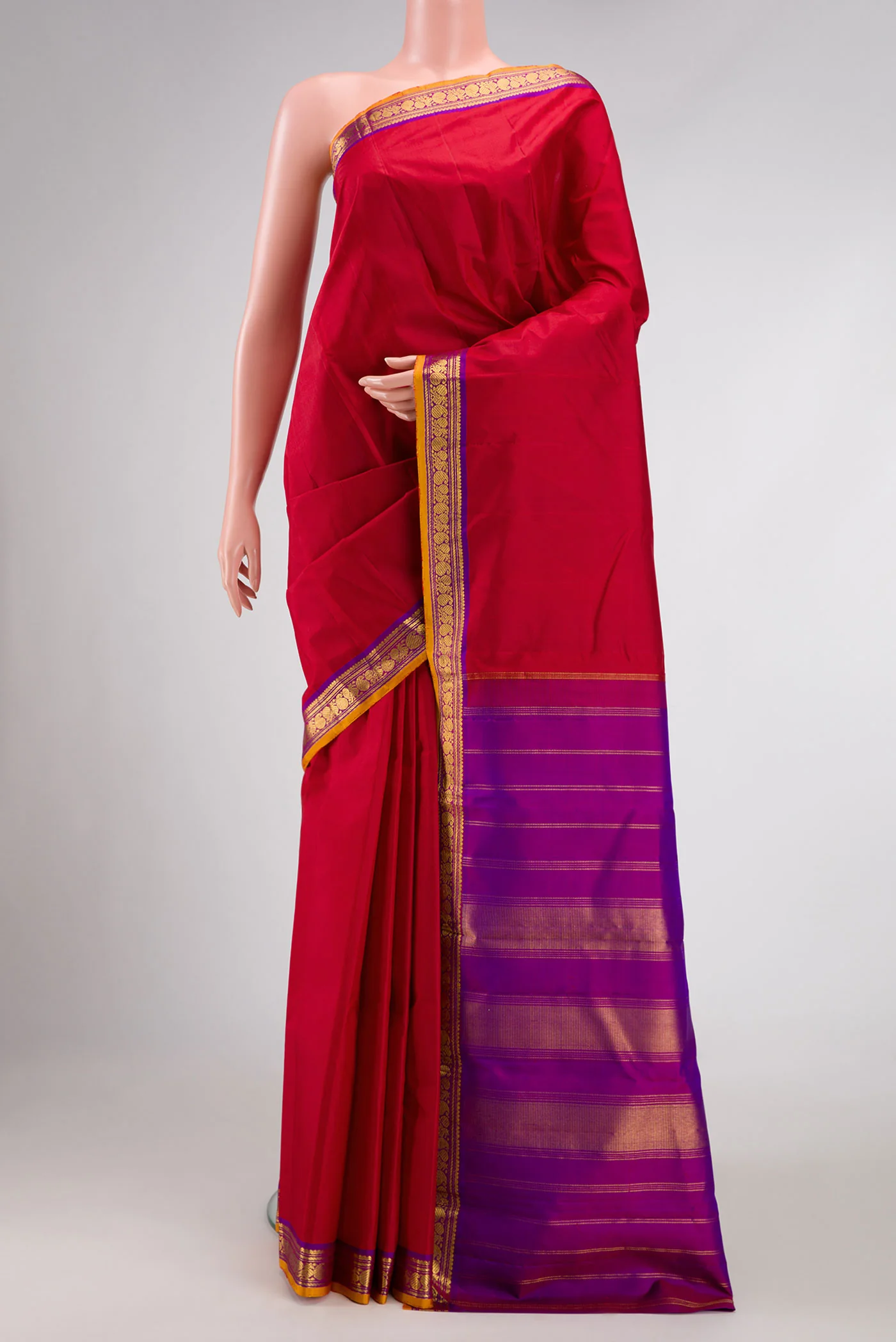 Deep Red Kanjivaram Silk Saree