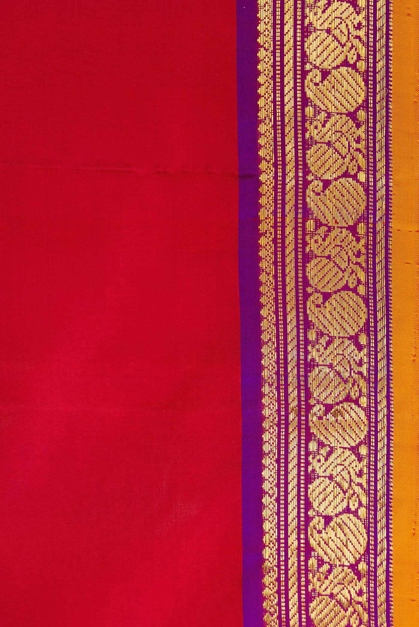 Deep Red Kanjivaram Silk Saree - Image 3