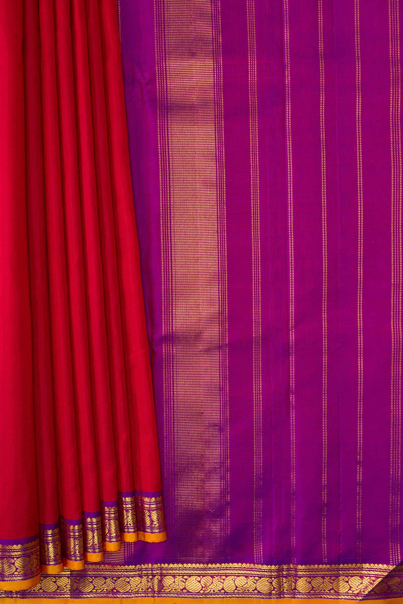 Deep Red Kanjivaram Silk Saree - Image 4