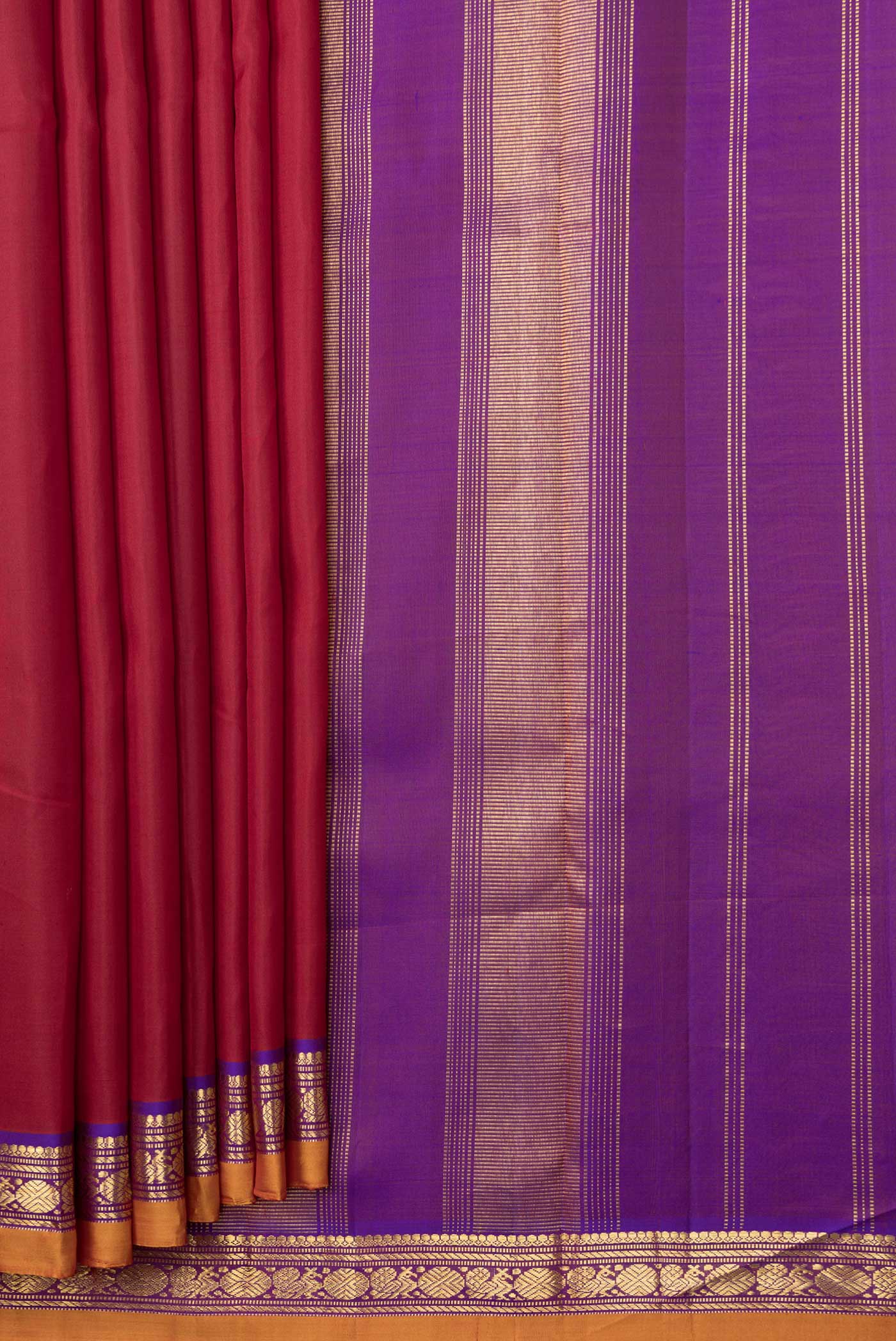 Maroon Kanjivaram Silk Saree - Image 4