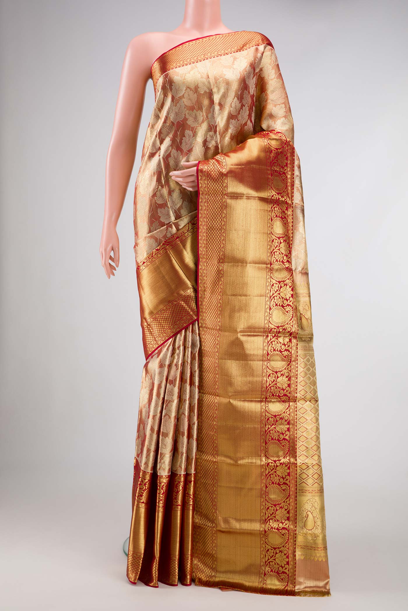 Maroon Kanjivaram Tissue Silk Saree