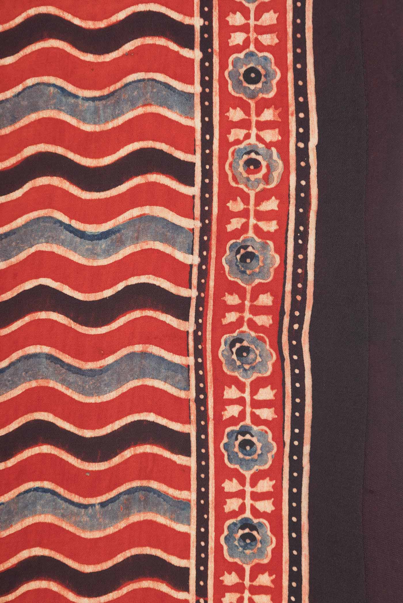 Maroon Dual Tone Linen Saree - Image 3