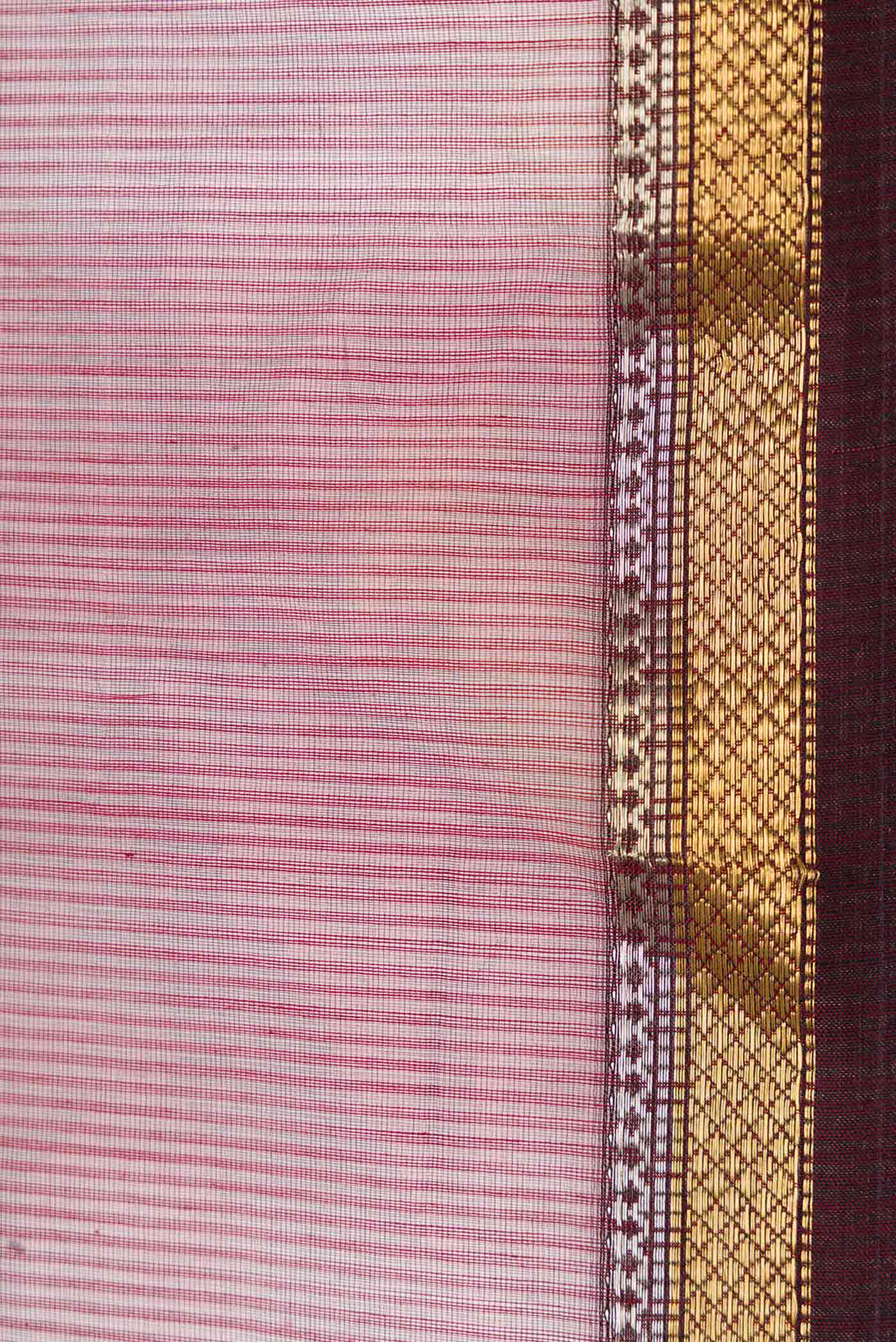 Maroon Dual Tone Maheshwari Silk Saree - Image 3