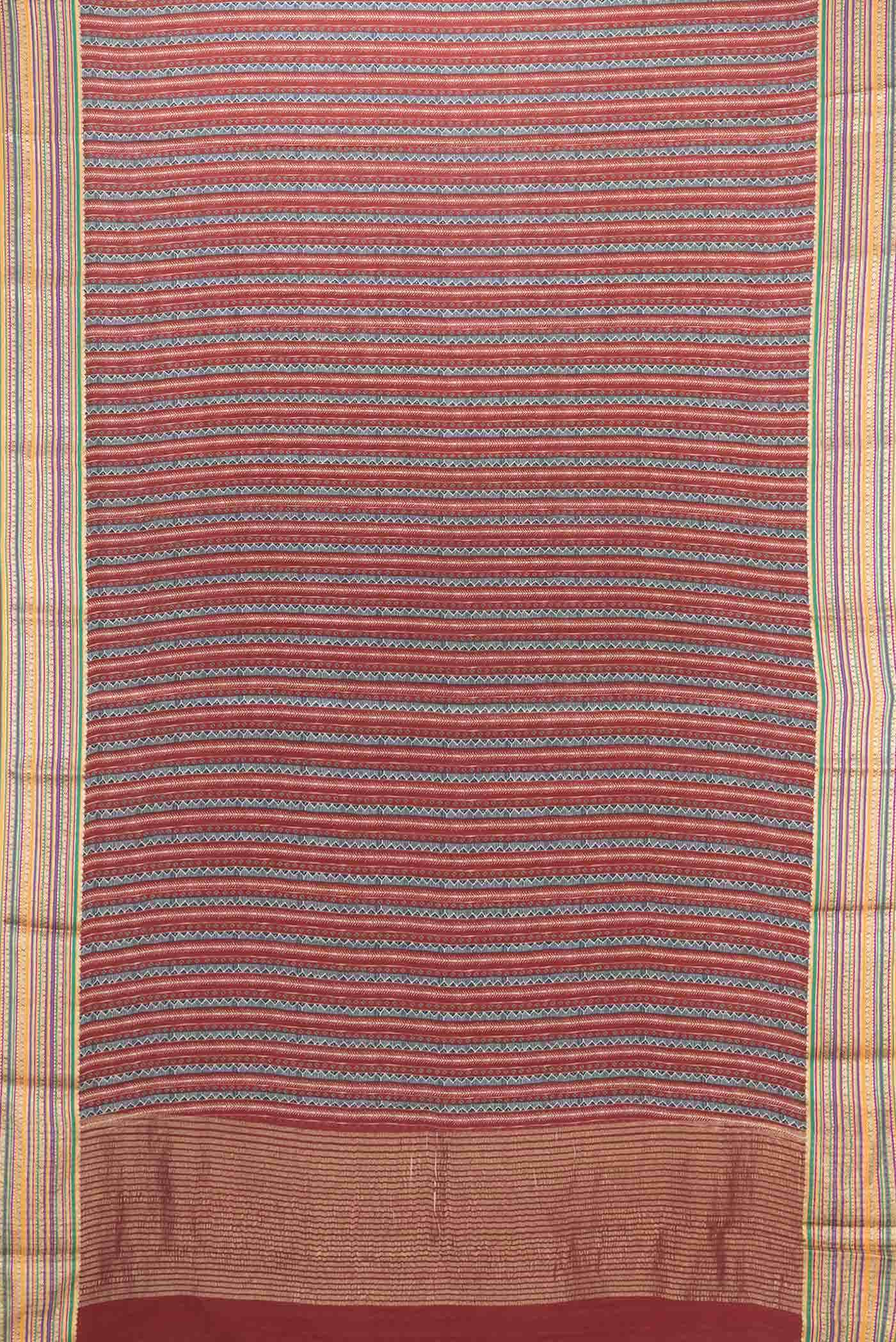Maroon Dual Tone Mysore Crepe Saree - Image 4