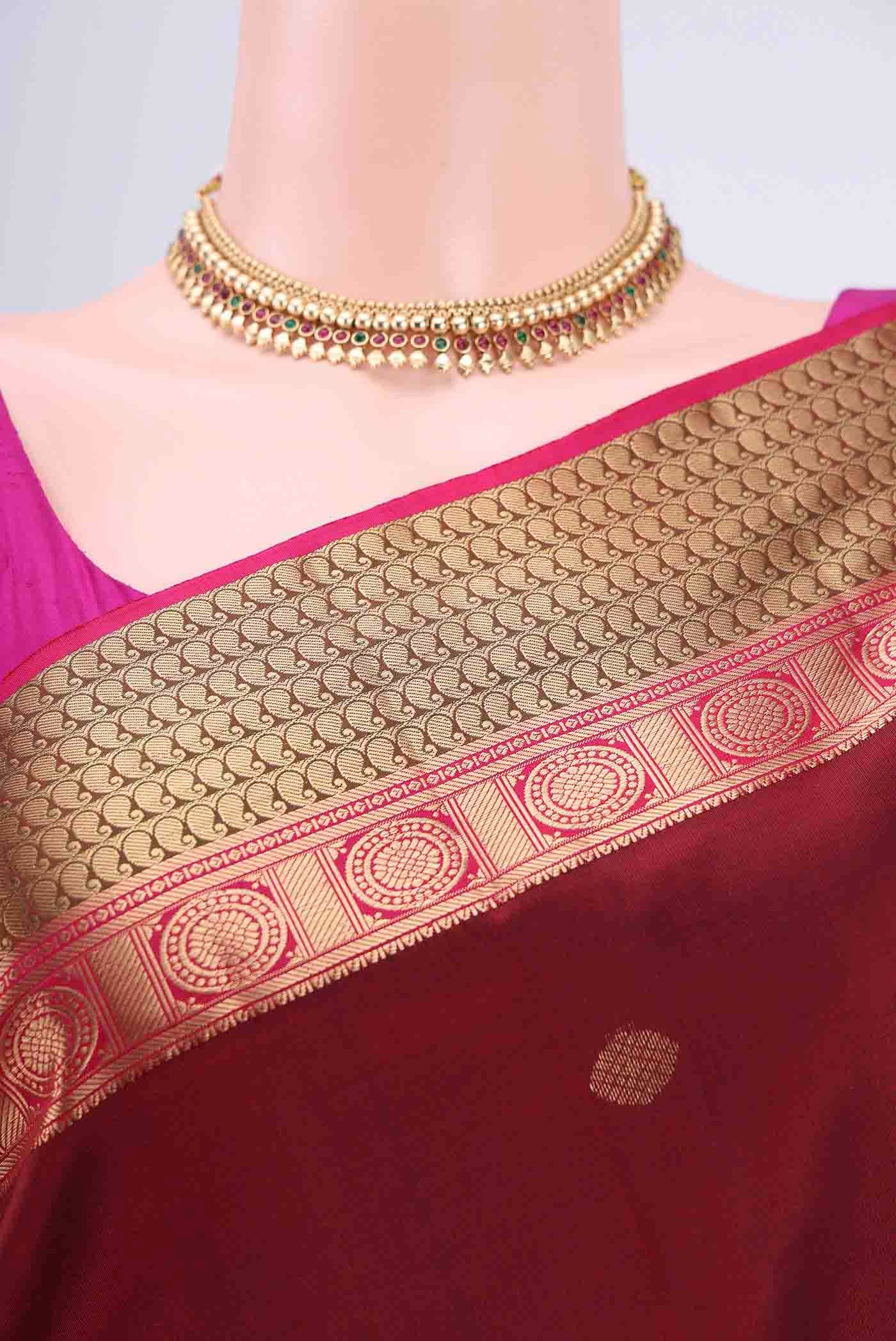 Maroon Kanchipuram Silk Saree - Image 2