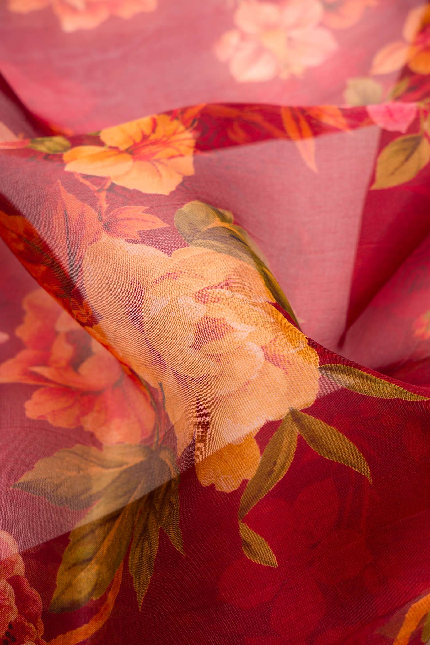 Maroon Organza Silk Saree - Image 2