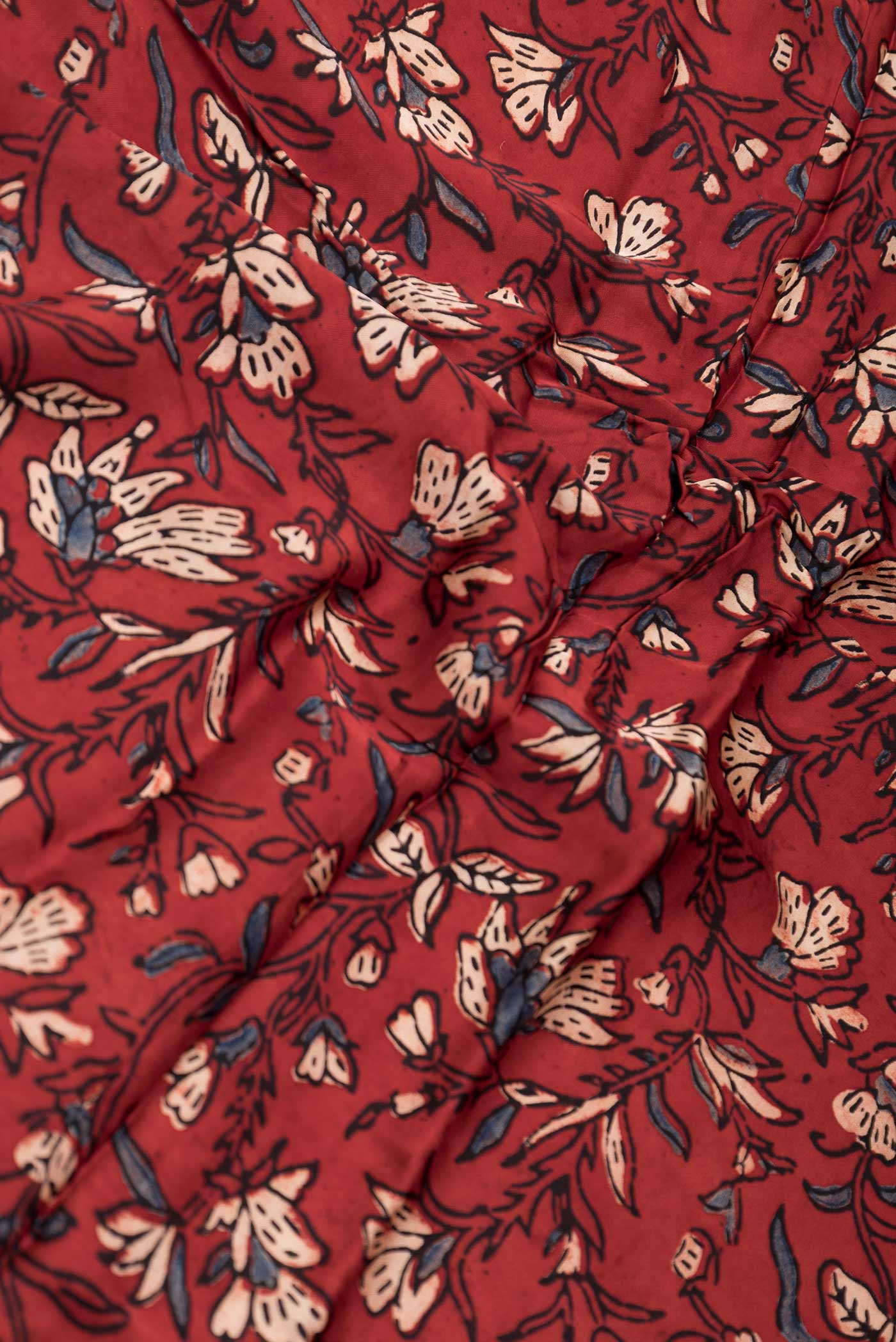 Maroon Dual Tone Satin Ruffle Saree - Image 2