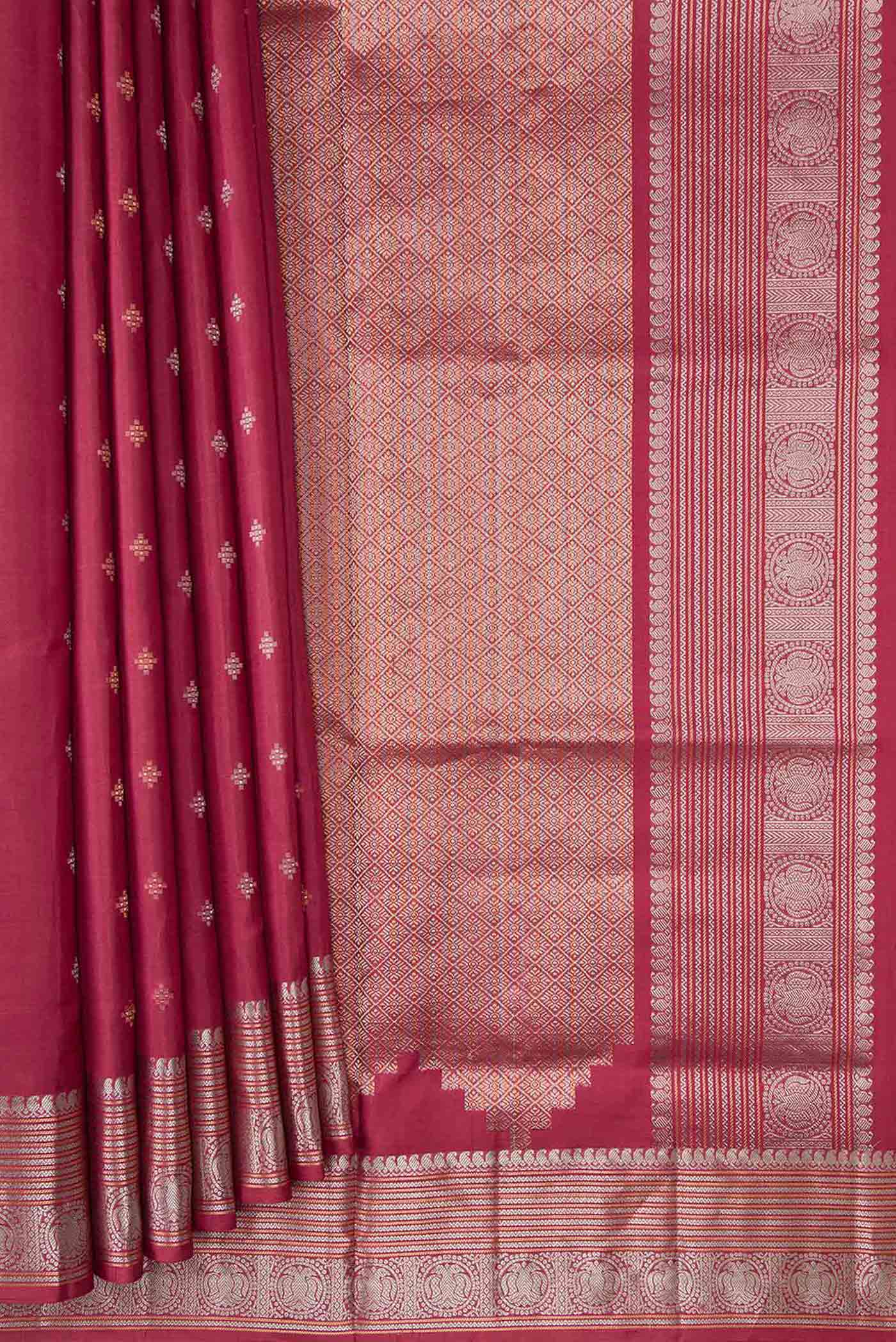 Maroon Soft Silk Saree - Image 4