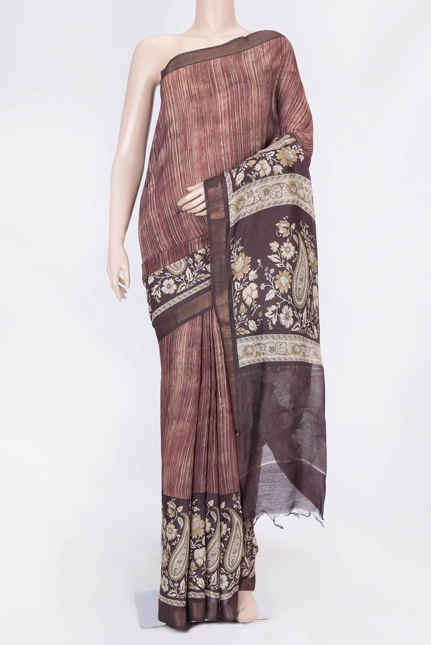 Maroon Dual Tone Tussar Saree