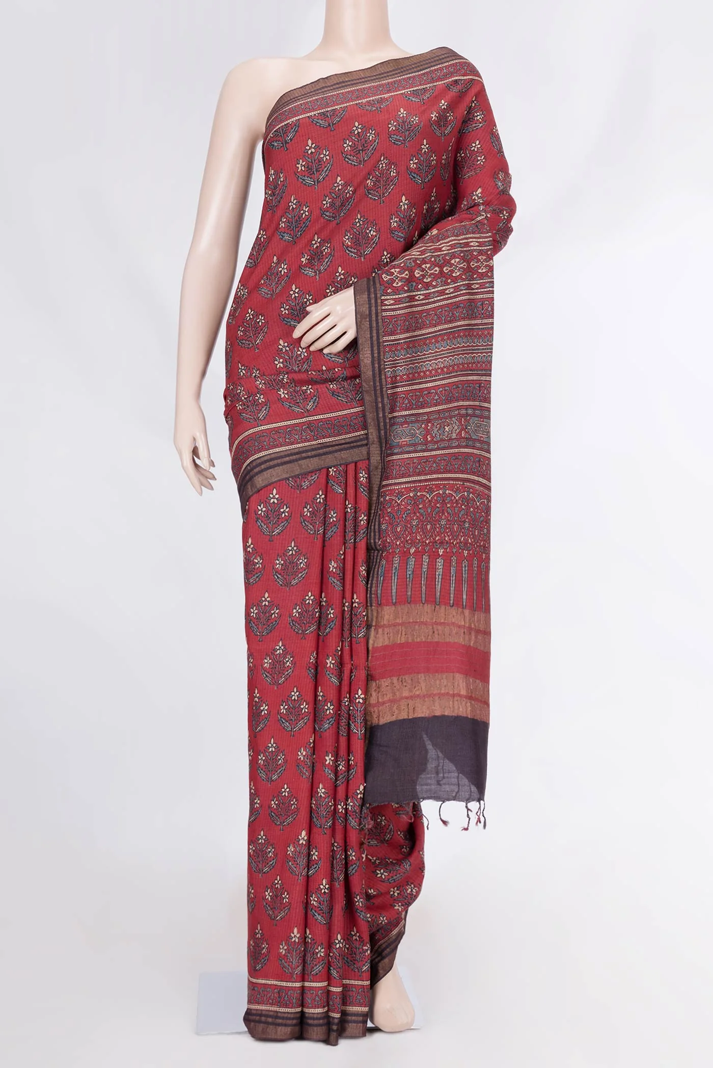 Maroon Dual Tone Tussar Silk Saree