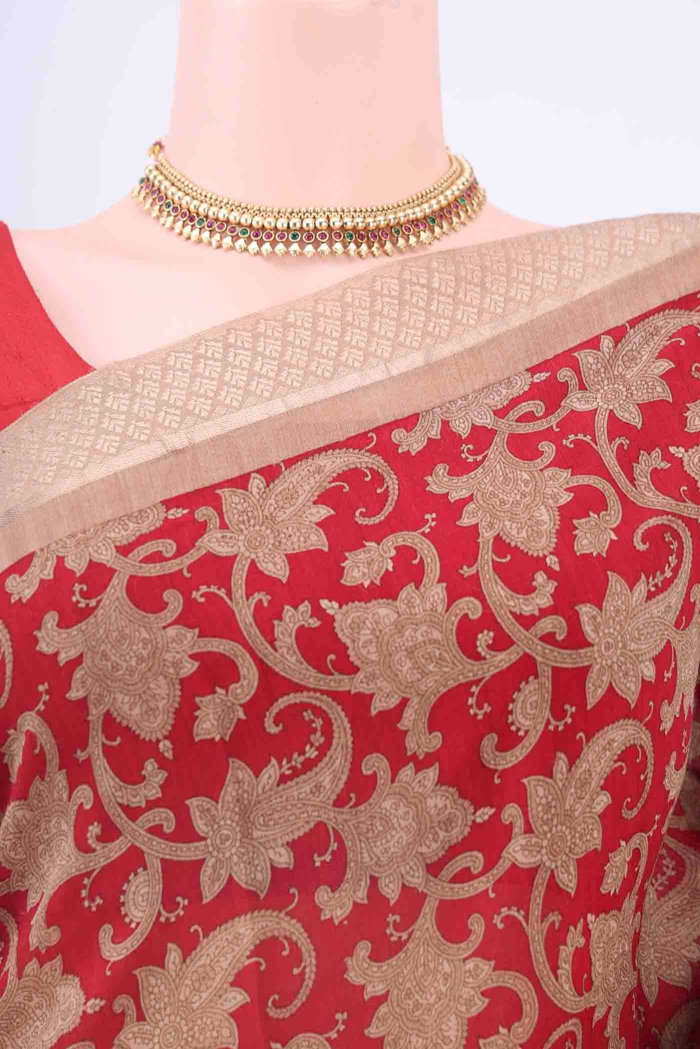 Maroon Dual Tone Tussar Silk Saree - Image 2