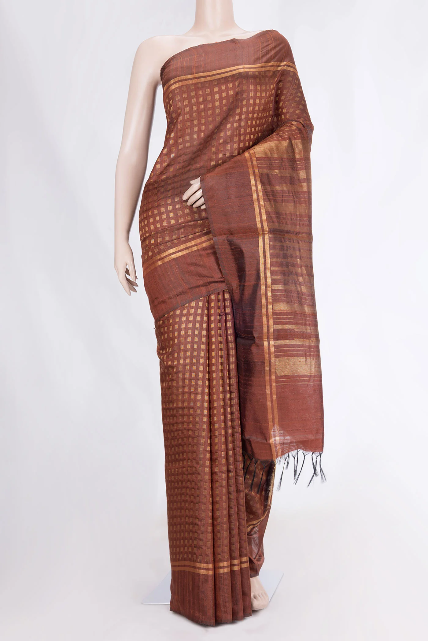 Maroon Dual Tone Tussar Silk Saree