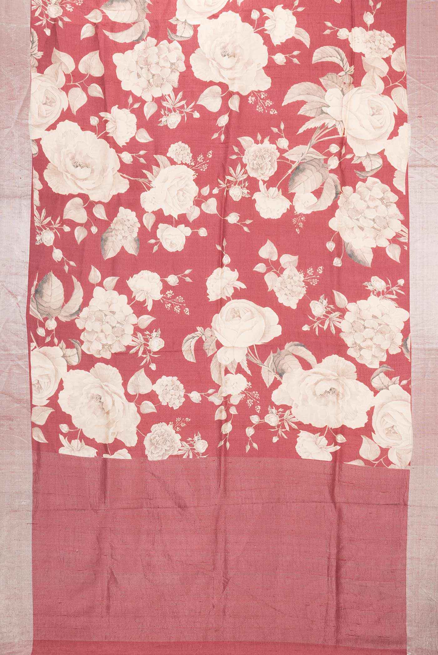 Maroon Dual Tone Tussar Silk Saree - Image 6