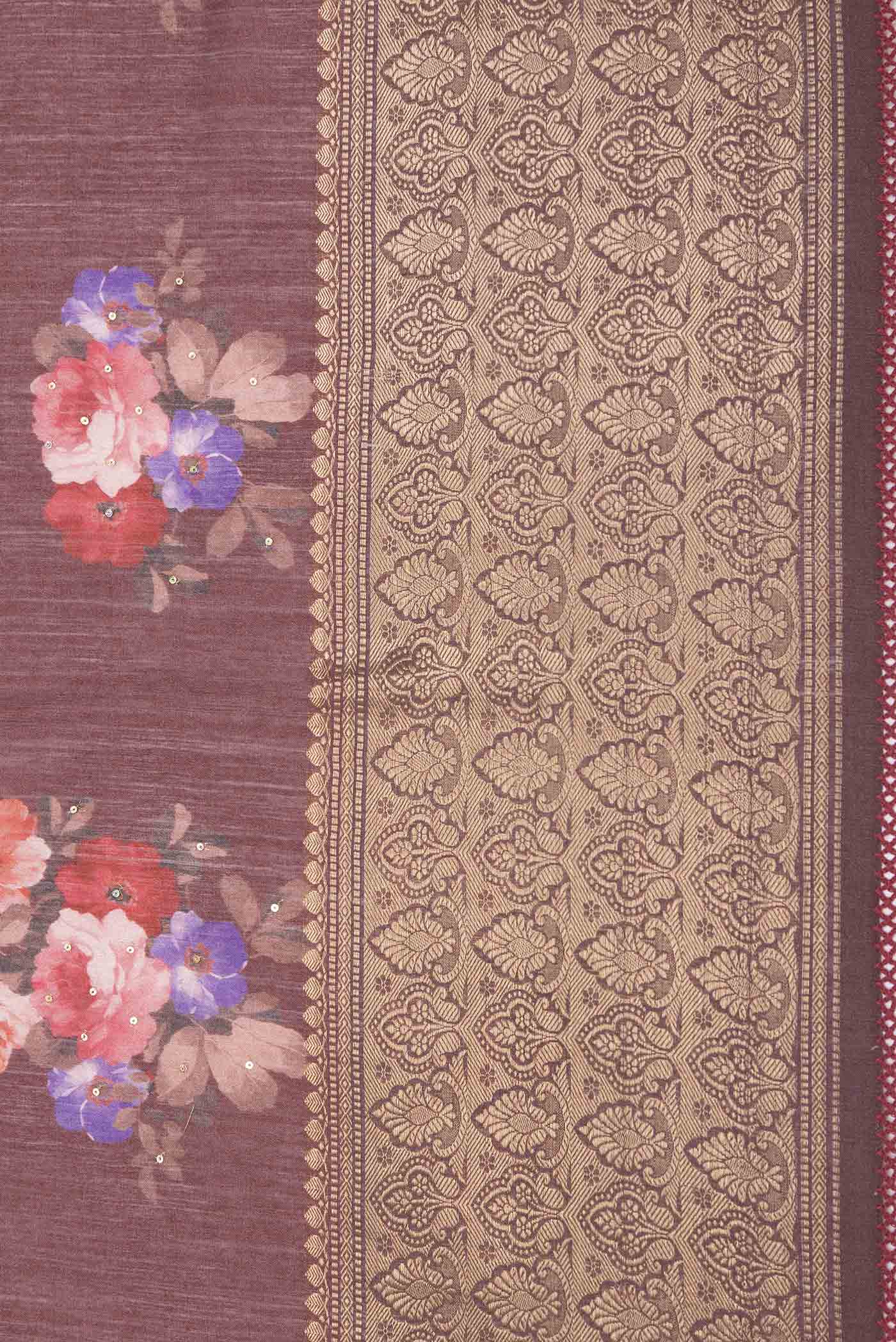 Maroon Dual Tone Tussar Silk Saree - Image 3