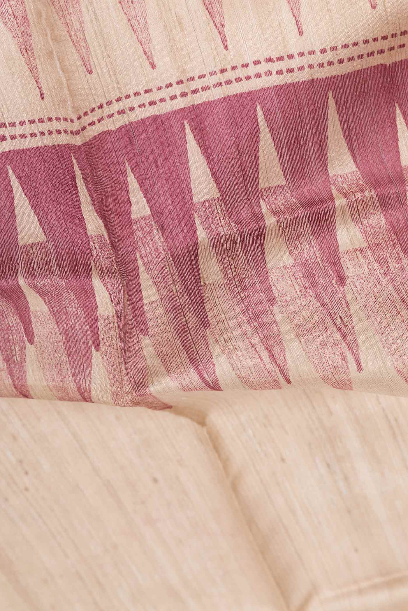 Maroon Dual Tone Tussar Silk Saree - Image 2
