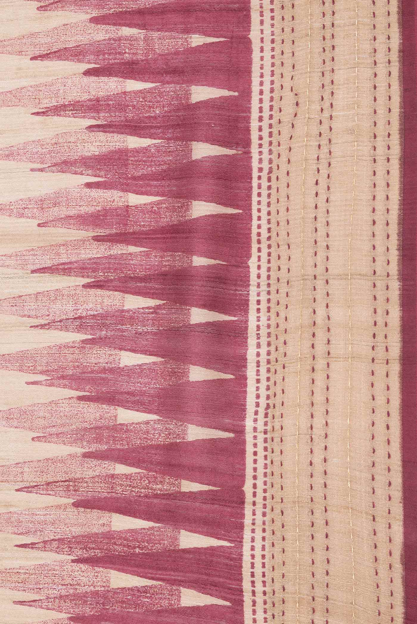 Maroon Dual Tone Tussar Silk Saree - Image 3