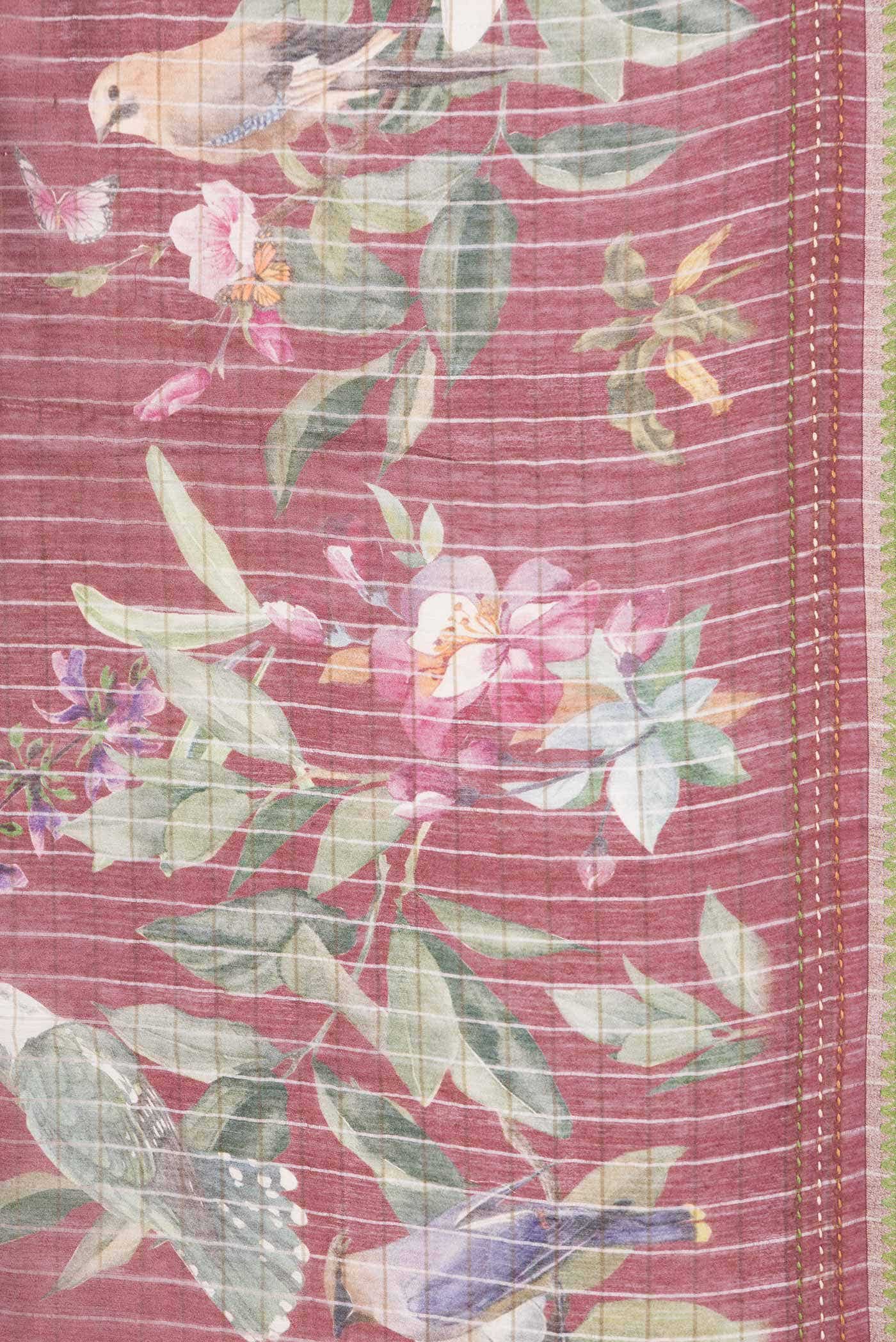 Maroon Dual Tone Tussar Silk Saree - Image 3