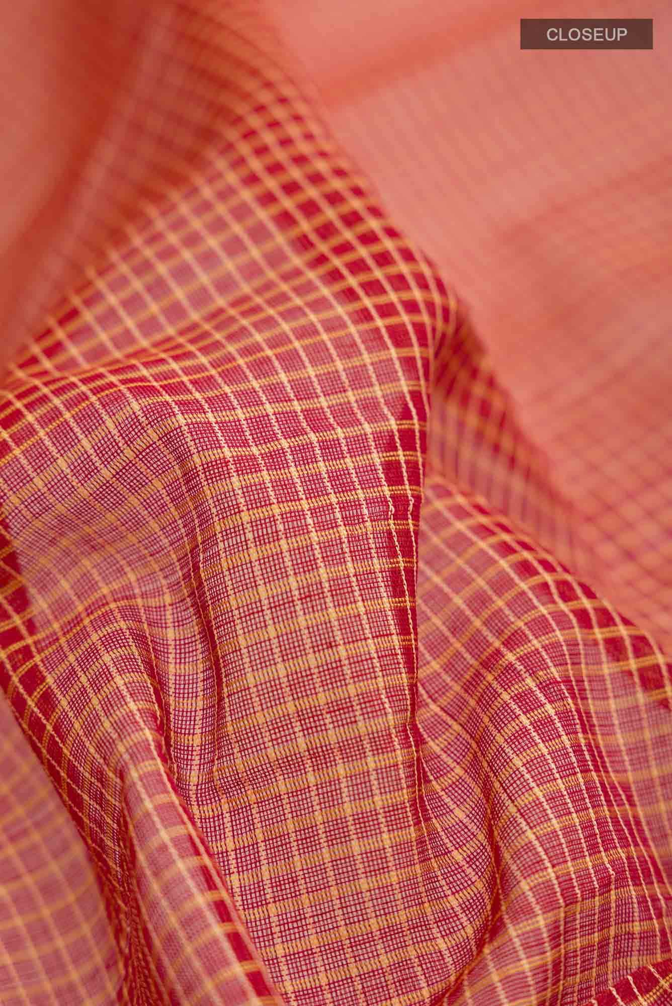 Maroon Gadwal cotton Saree - Image 2