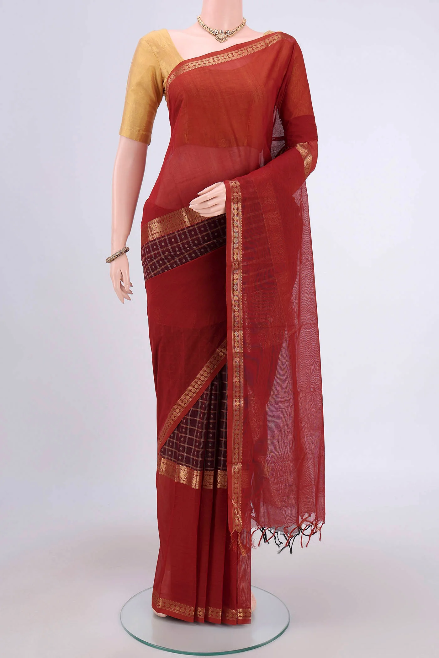 Coffee Brown Kanchi Cotton Saree