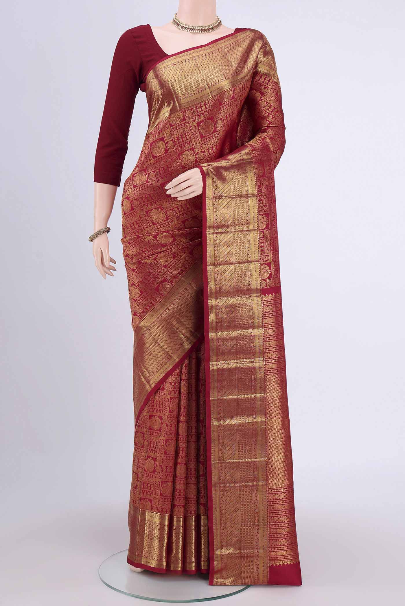 Maroon Kanchipuram Silk Saree