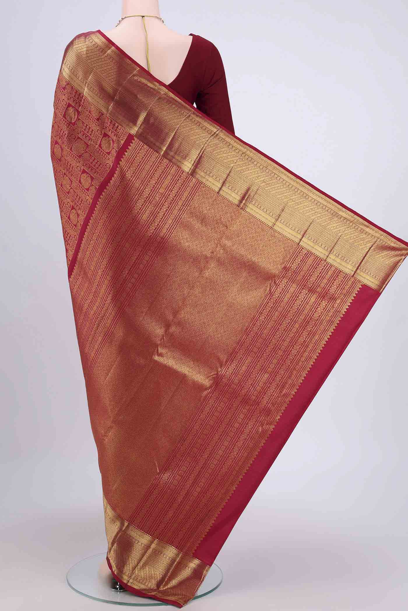 Maroon Kanchipuram Silk Saree - Image 3