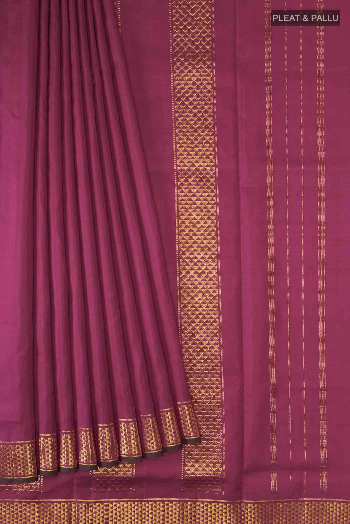 Maroon Kanjivaram Silk Nine Yards Saree - Image 4