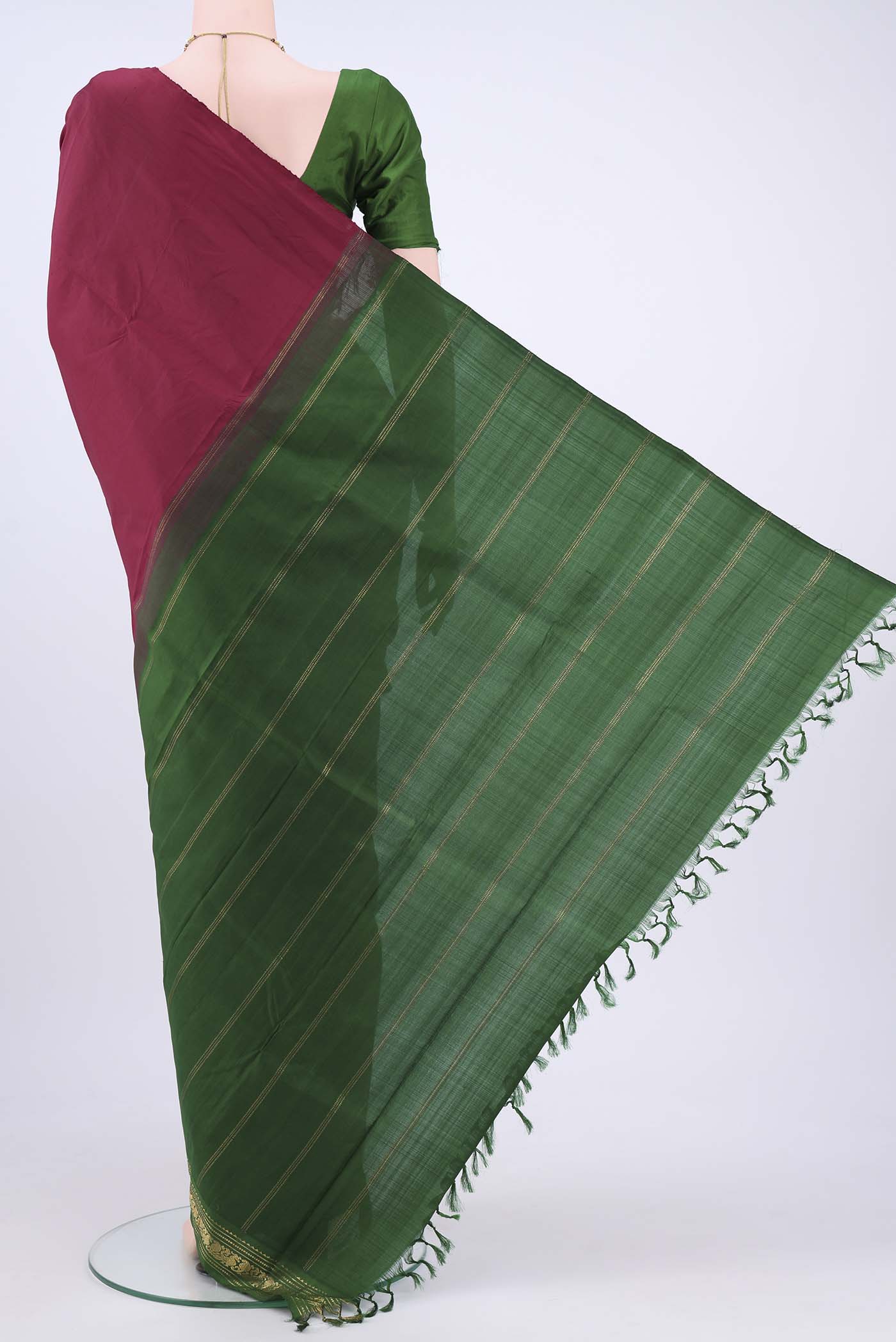 Maroon Kanjivaram Silk Saree - Image 3