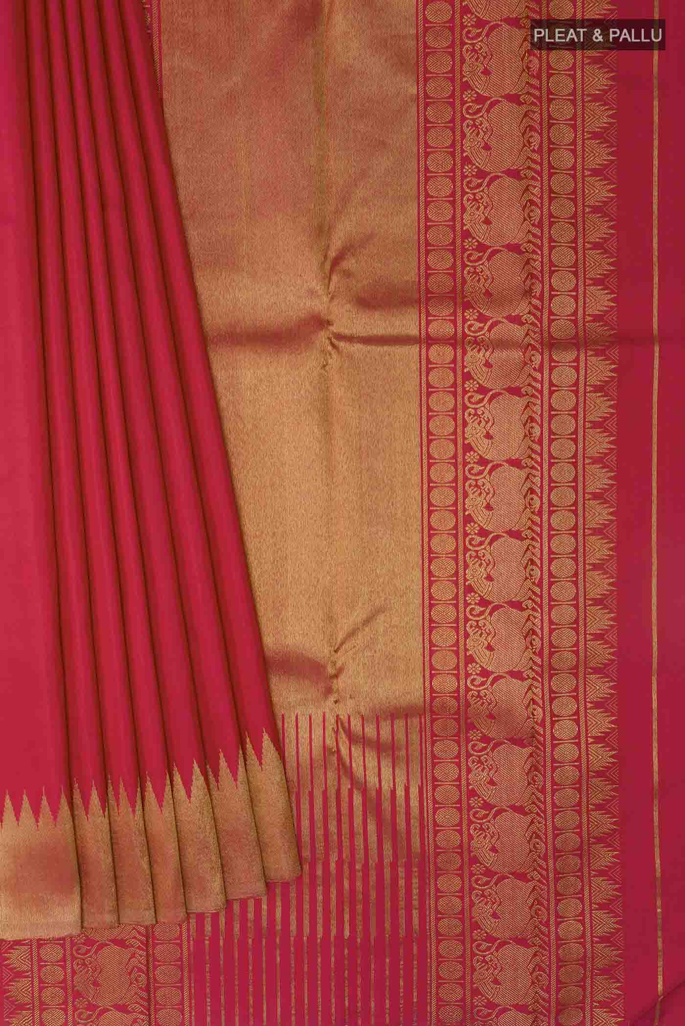 Maroon Kanchipuram Silk Saree - Image 4
