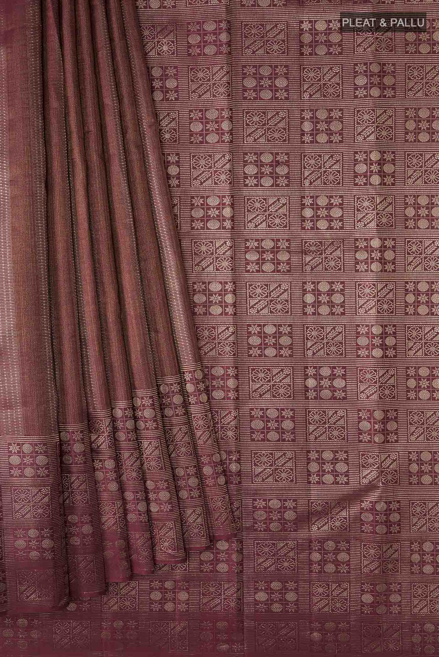 Maroon Kanchipuram Silk Saree - Image 4