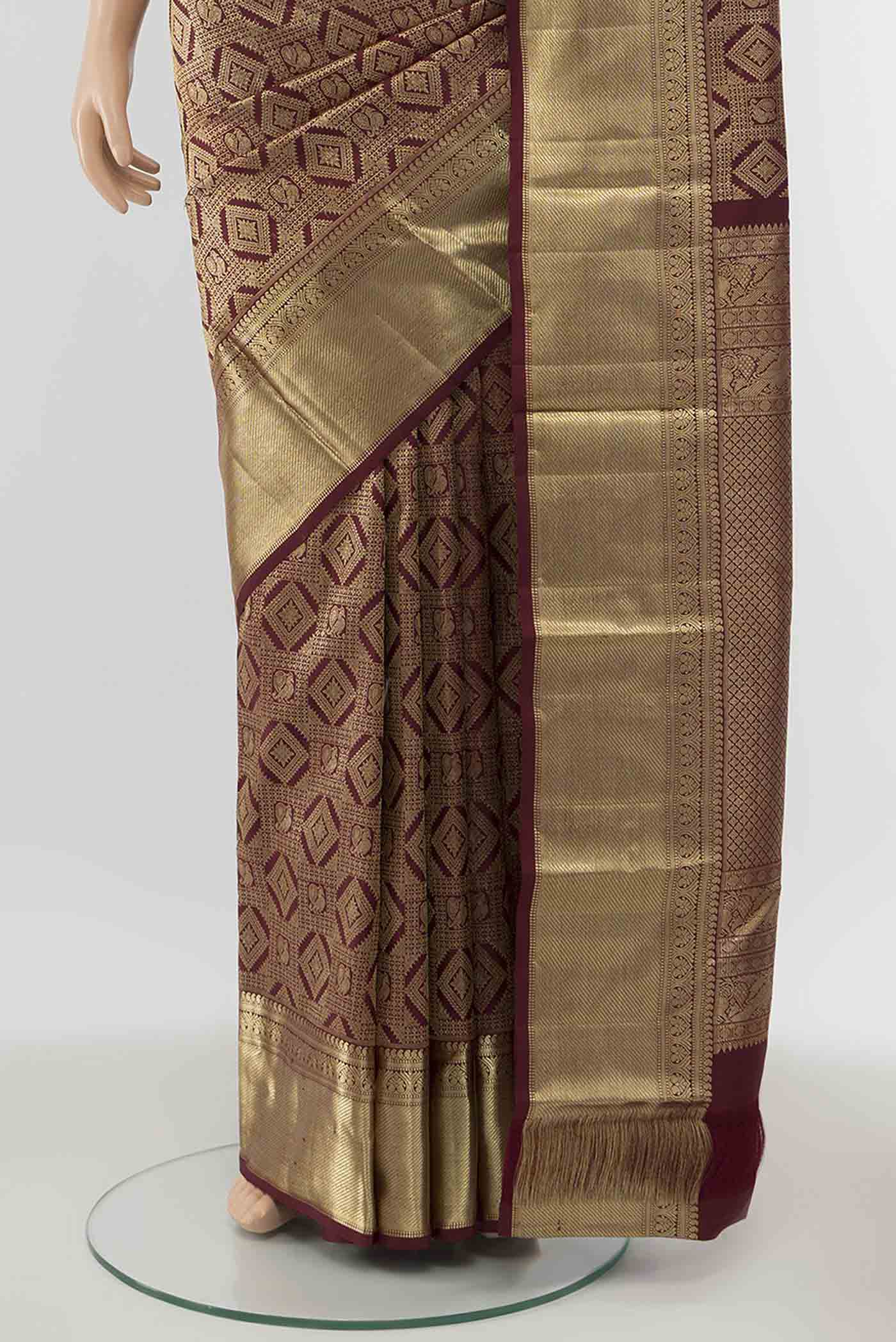 Maroon Kanchipuram Silk Saree - Image 3