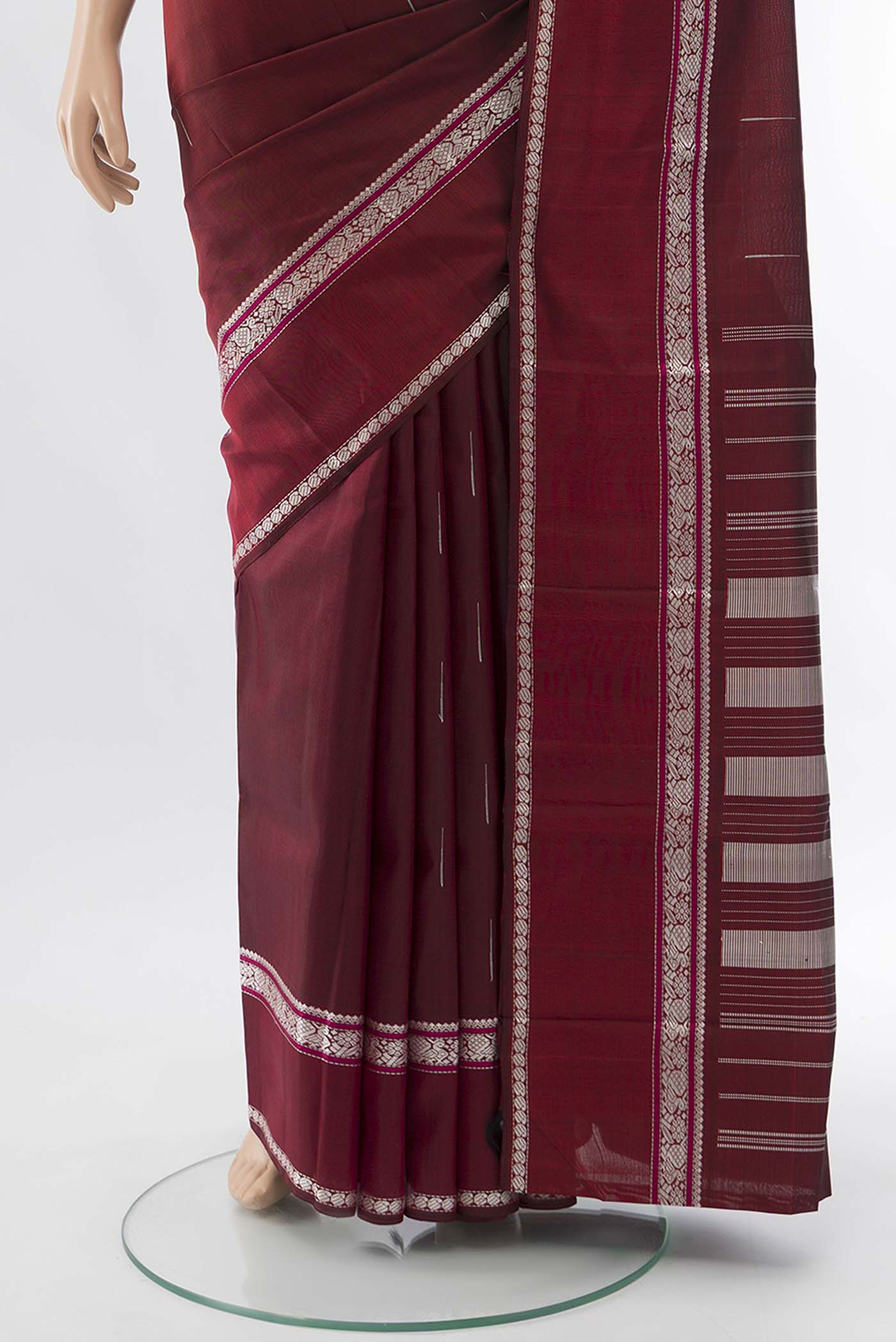 Maroon Kanchipuram Silk Saree - Image 3